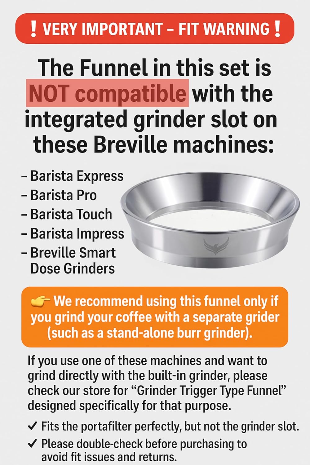 54mm Breville Espresso Accessories Kit 6 pcs 54mm Bottomless Portafilter, Spring Loaded Tamper, Coffee Distributor, Dosing Funnel,Puck Screen and Espresso Station Organizer Knock Box