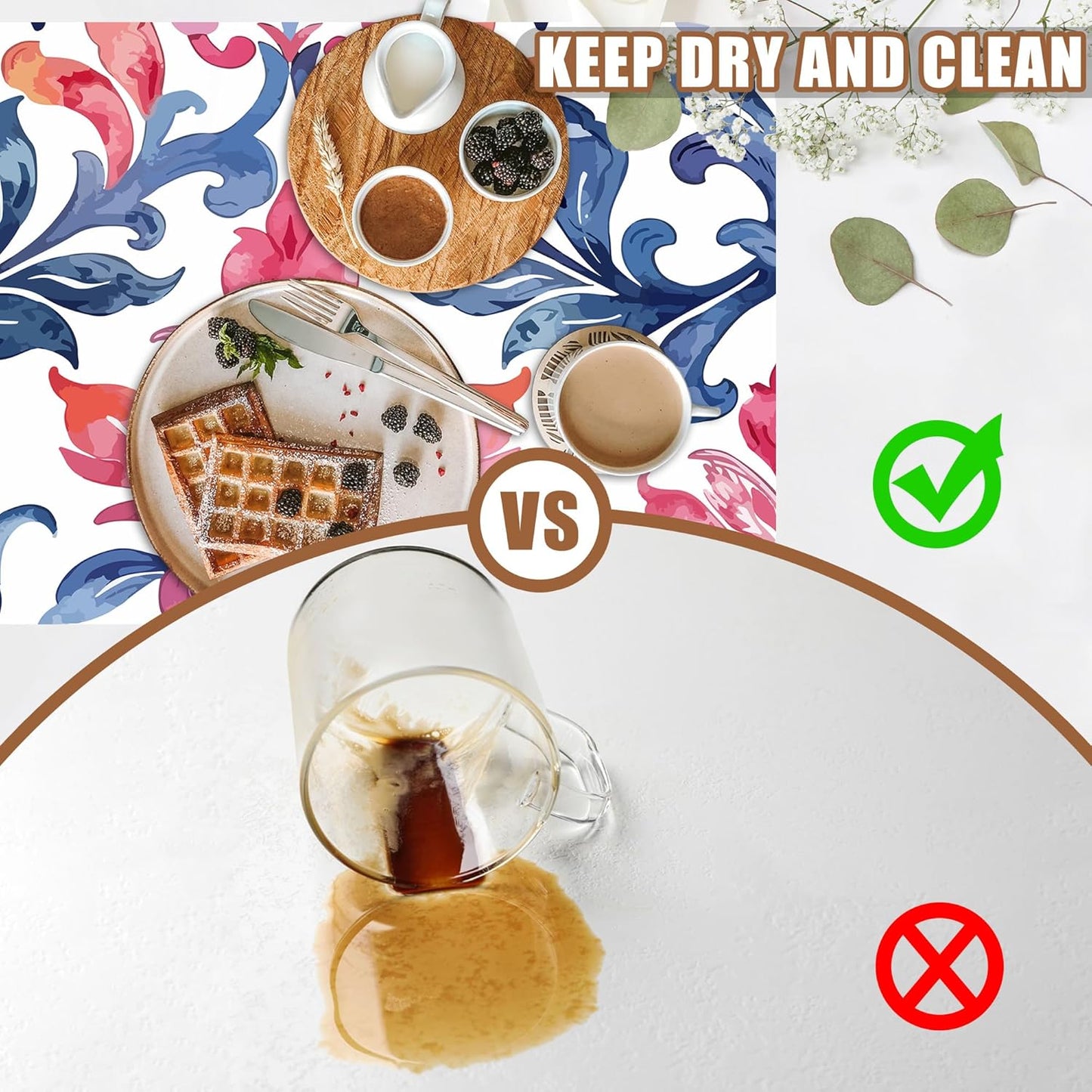 Blue and Pink Damask Coffee Mat Absorbent Dish Drying Mat for Kitchen Counter Hide Stain Coffee Bar Accessories with Rubber Backed Fit Under Espresso Machine, 11.8 x 19.7 Inch