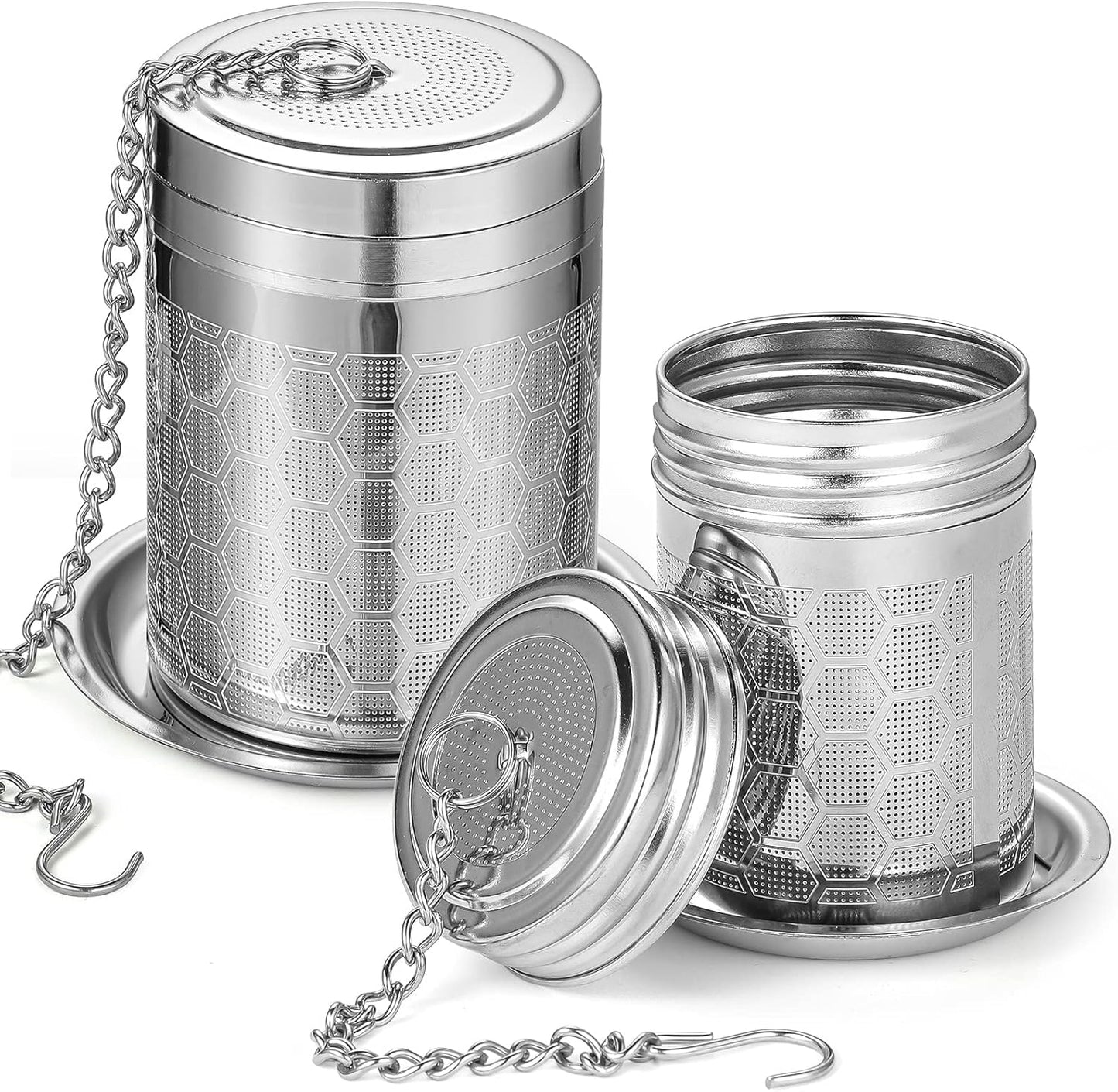 2 Pack Tea Infuser, Tea Strainers for Loose Tea Mesh Stainless Tea Strainer Loose Leaf Tea Steeper Tea Diffuser with Tea Basket and Lid for Black Tea, Spices and Seasonings