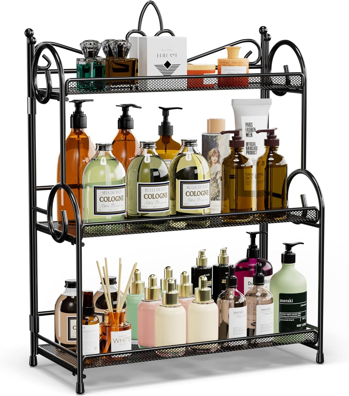 Bathroom Organizer Countertop - 3 Tier Spice Rack Organizer, Counter Organization and Storage for Bathroom, Kitchen, Bedroom, Offices, Foldable
