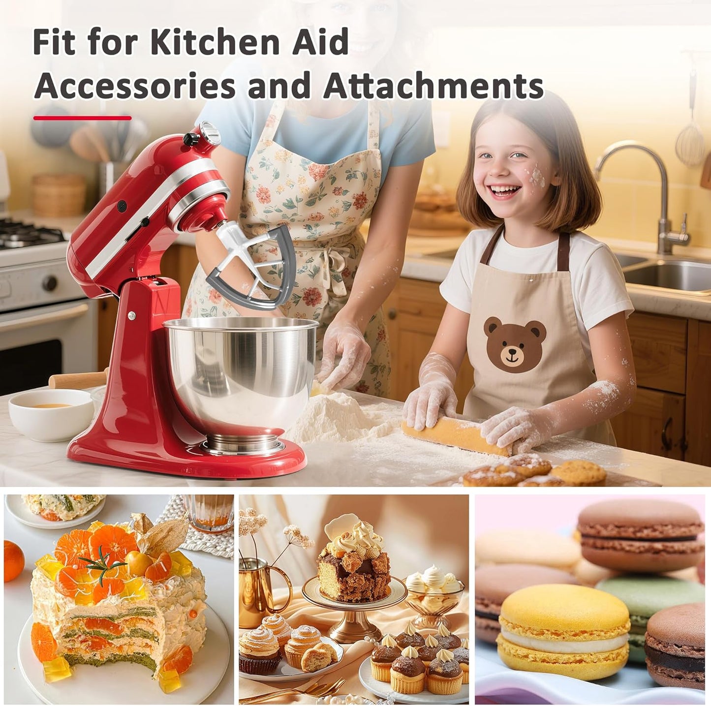 Flex Edge Beater for KitchenAid 4.5/5 Qt Tilt-Head Stand Mixer – Auto-Scrape Silicone Paddle, Dishwasher Safe, Flexible Silicone Edges Bowl Scraper For Kitchen Aid Accessories and Attachments (Grey)