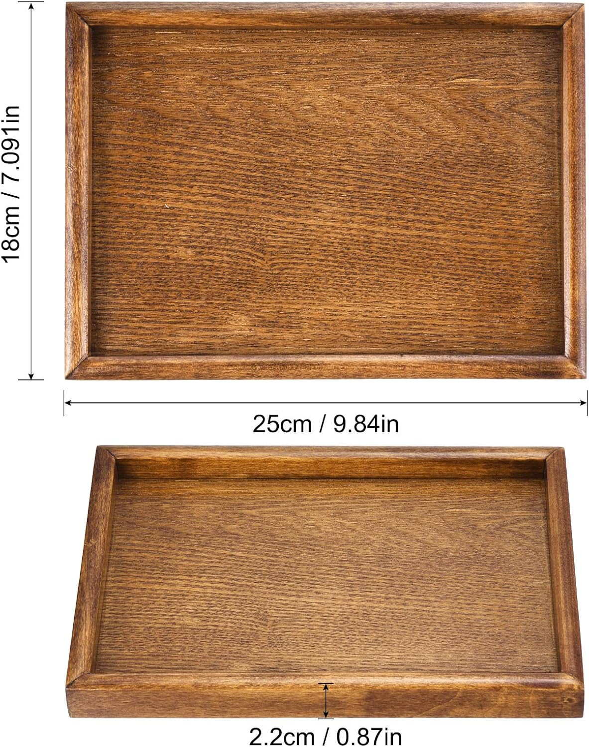 PATIKIL Wood Serving Tray 10x7 Inch Outer Base, Rectangular Decorative Platter for Home Decor Kitchen Table Candle Holder, Brown