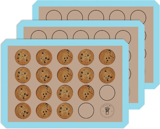 Silicone Baking Mats for Cookies, 3/4 Baking mat size, 3 Pack, Non-Stick, Food Safe Oven Safe All Purpose Liners for baking sheets - Easy Clean, Mess-Free Baking Sheet Liners (13.7 x 19.5 In)