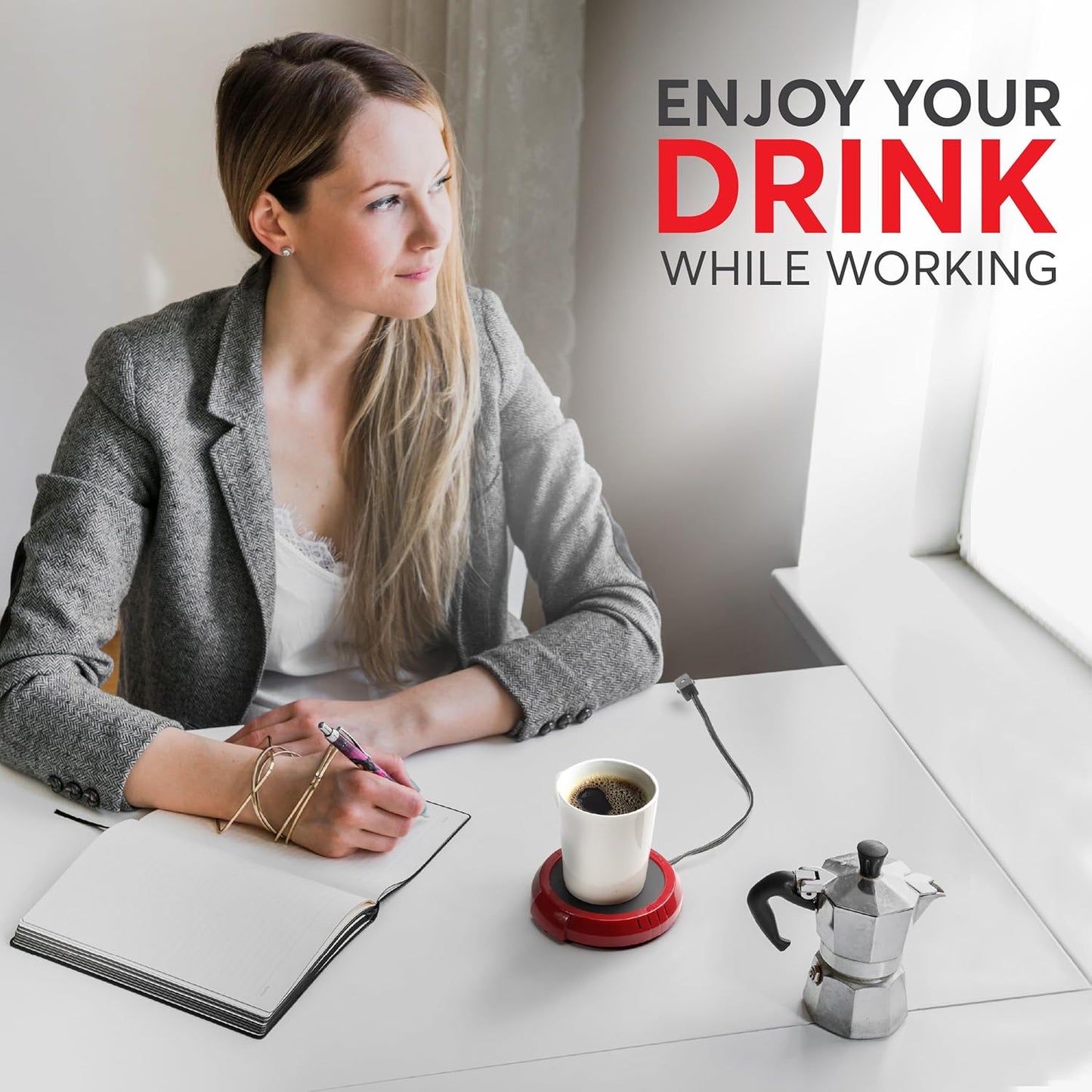 Large Candle Warmer Plate Safely Releases Scents Without a Flame - Used as Candle Jar & Coffee Warmer for Home & Office, 1 Pack, Red