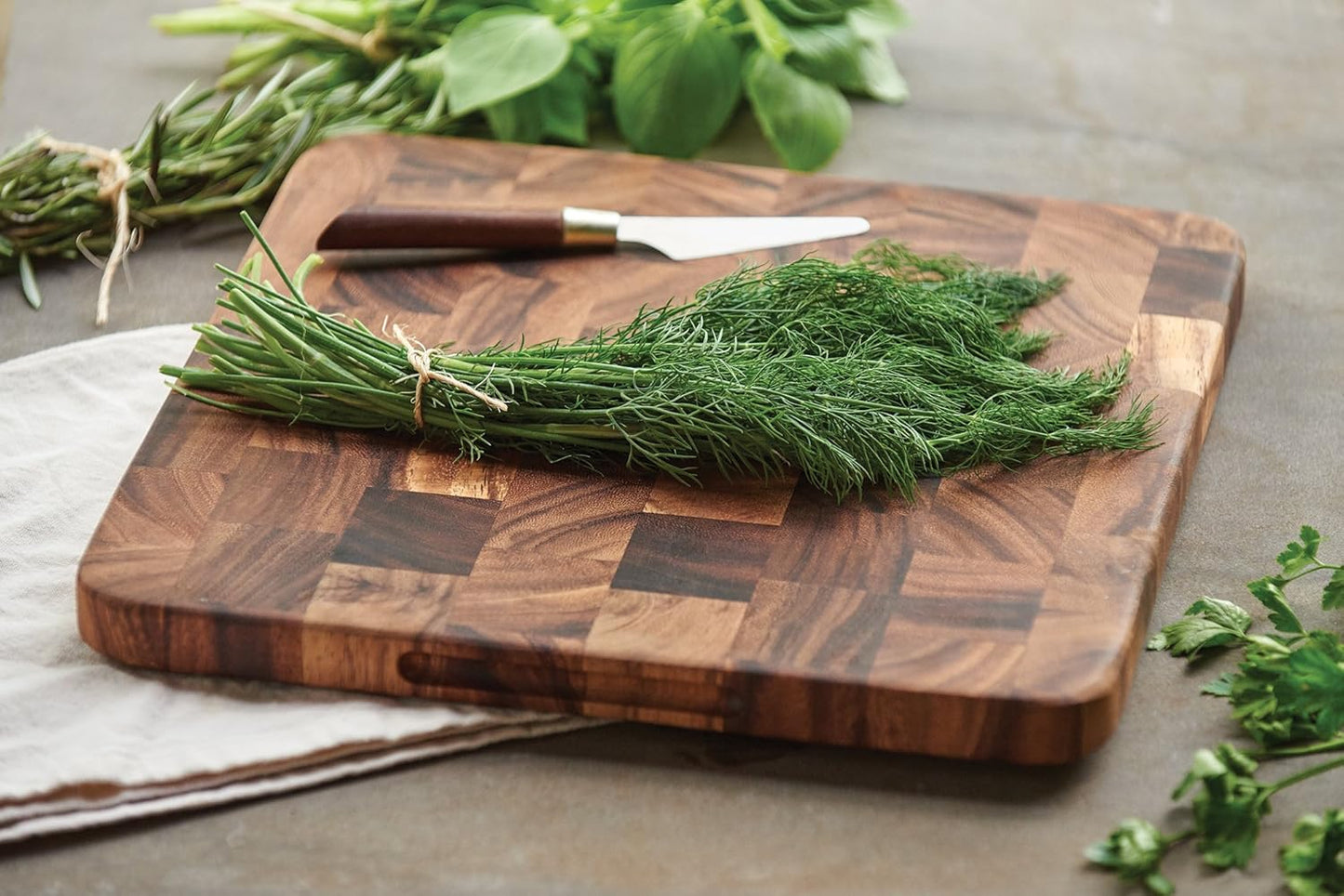 Ironwood Oslo End Grain Square Utility Cutting Board, One Size, Acacia Wood, Brown