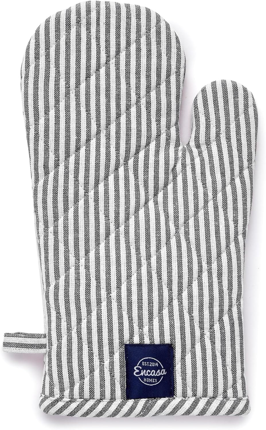 Encasa Homes Long 12"x7" Oven Microwave Hand Gloves Mitts (2 pc Set) for Kitchen Cooking & Baking - Heat Resistant, Thick & Safe, Protection of Hands from Hot Utensils - Ticking Black