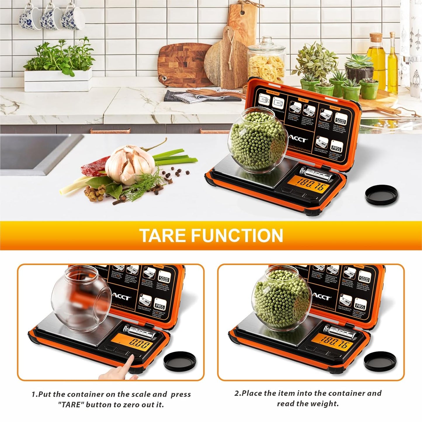 Precision Pocket Scale, 200gx0.01g Jewelry gram Scale, Digital Food Scale with LCD Display, one-Click Conversion 6 Units, mini Scale for Kitchen/Powder/Coffee/Coins(Battery Included)