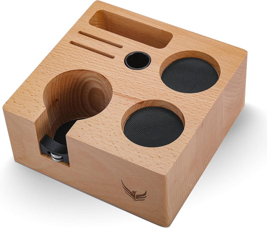 58mm Compact Espresso Tamping Station V3 – Portafilter Stand and Coffee Accessories Organizer for Espresso Machines with Tamper Holder, Distributor Slot, and Multi-Accessory Storage