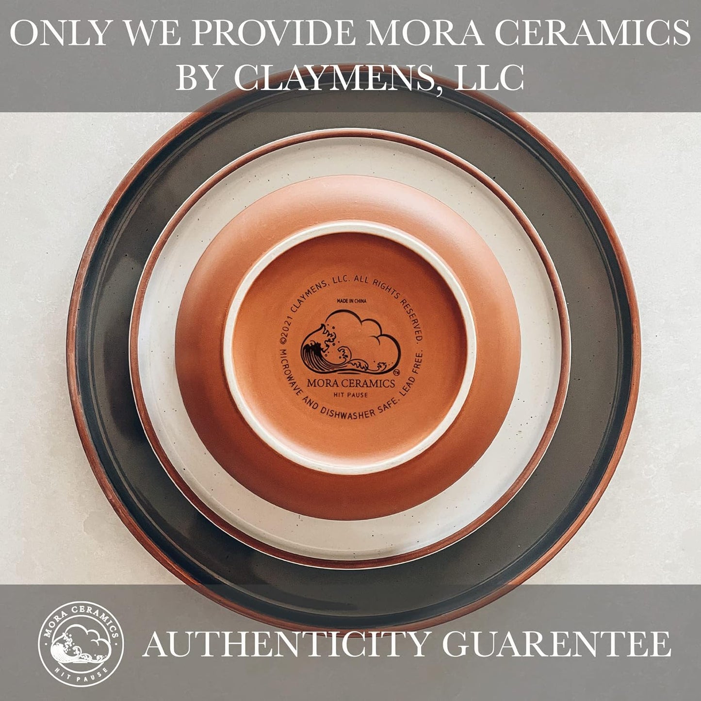Mora Ceramic Flat Bowls Set of 4-25 oz- For Soup, Salad, Rice, Cereal, Breakfast, Dinner, Serving, Oatmeal, etc - Microwave, Dishwasher and Oven Safe Porcelain Bowl for Eating and Kitchen- Earl Grey
