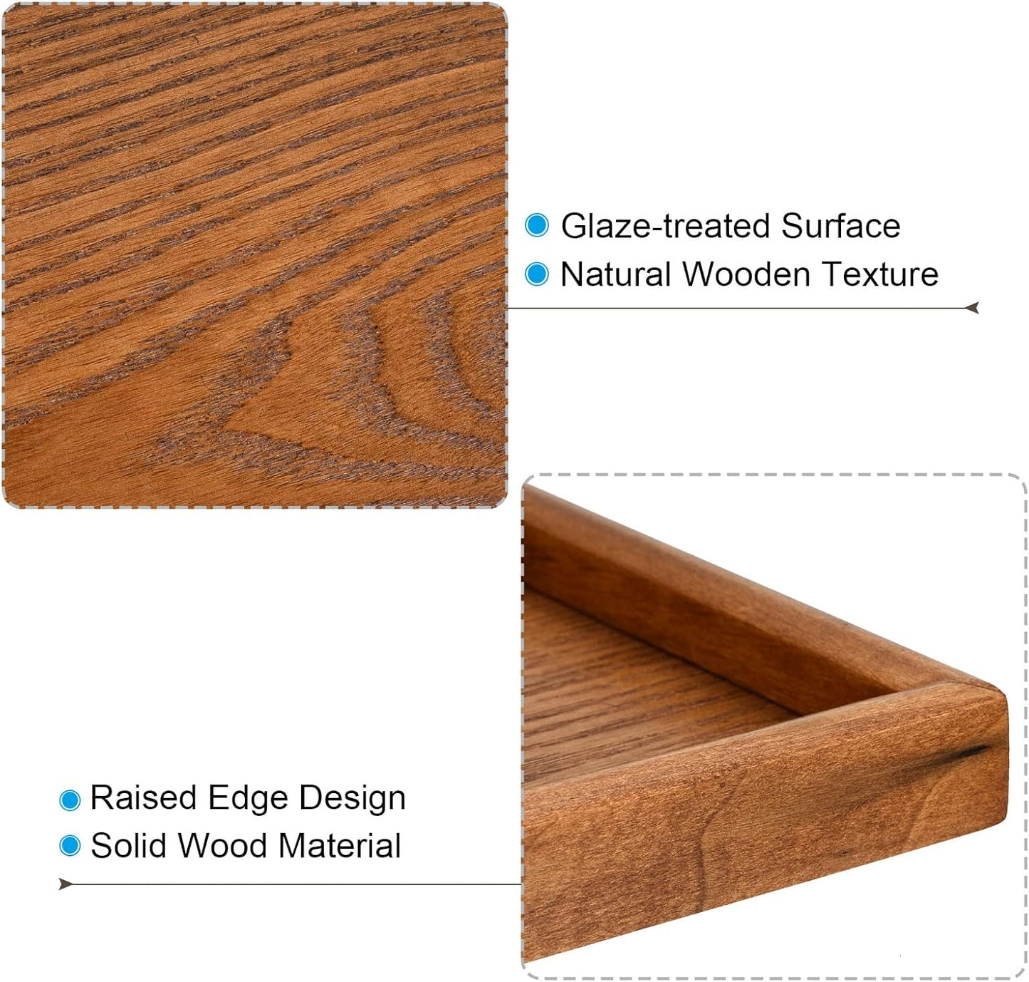 PATIKIL Wood Serving Tray 9x6 Inch Outer Base, Rectangular Decorative Platter for Home Decor Kitchen Table Candle Holder, Brown