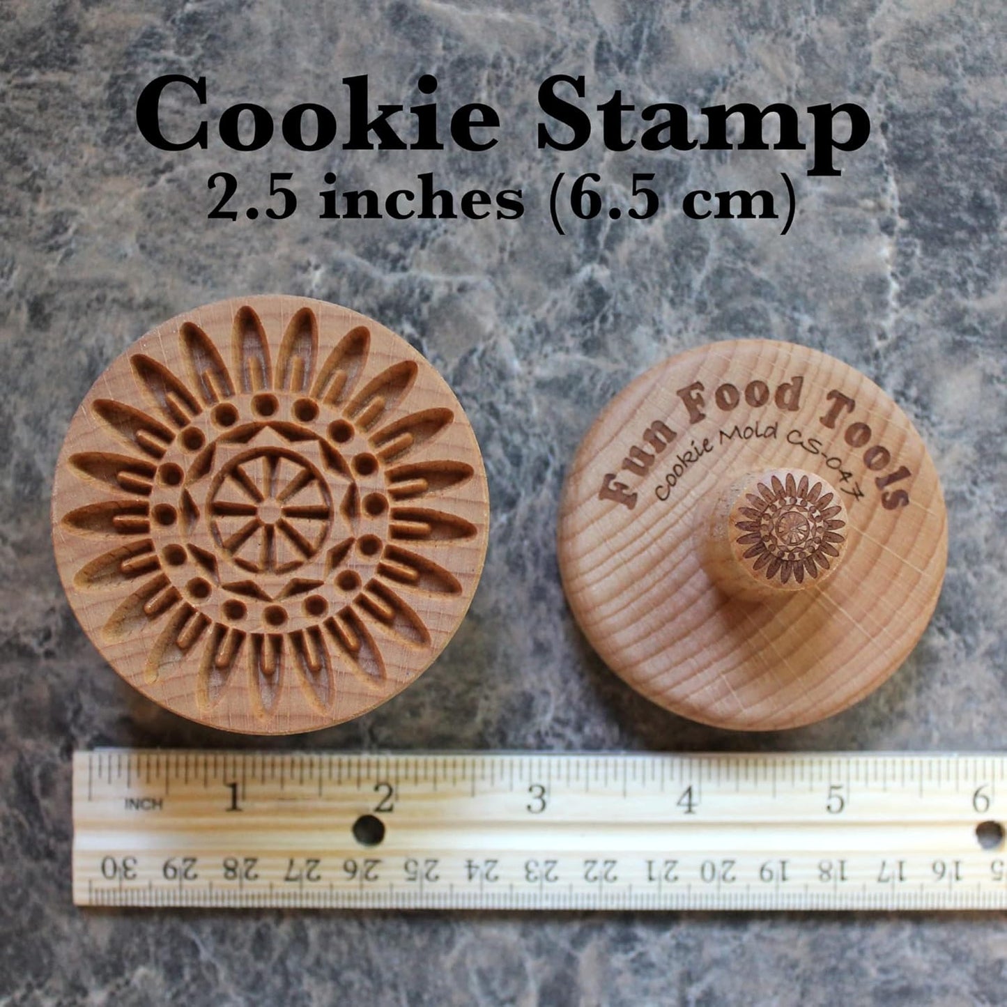 Wood Cookie Stamp, 2.5 Inch (Feather Mandala CS-047)
