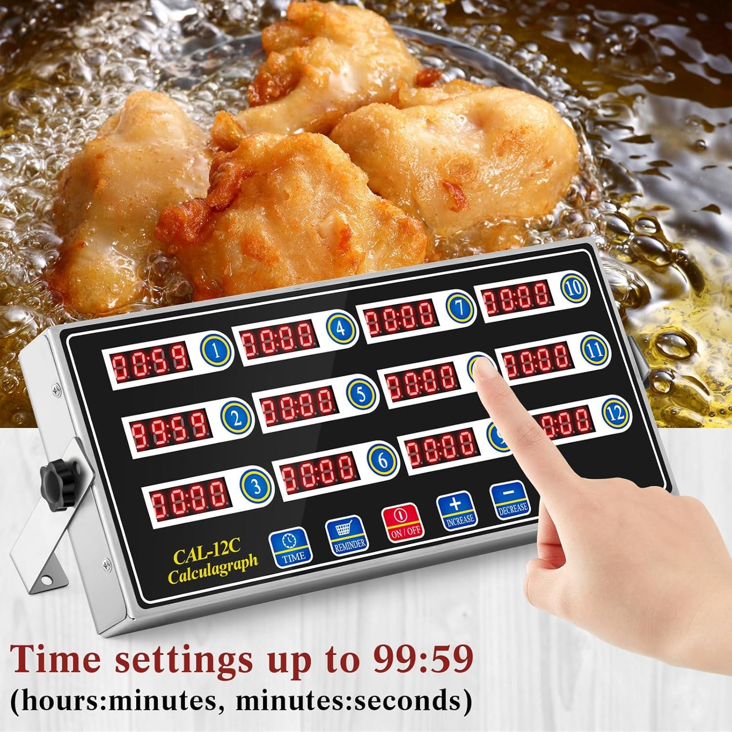 1 Pack 12-Channel Digital Kitchen Timer, Commercial Cooking Timer with Loud Alarm, Large LCD Display, for Restaurants, Baking, Labs, Multiple Independent Countdown Timers