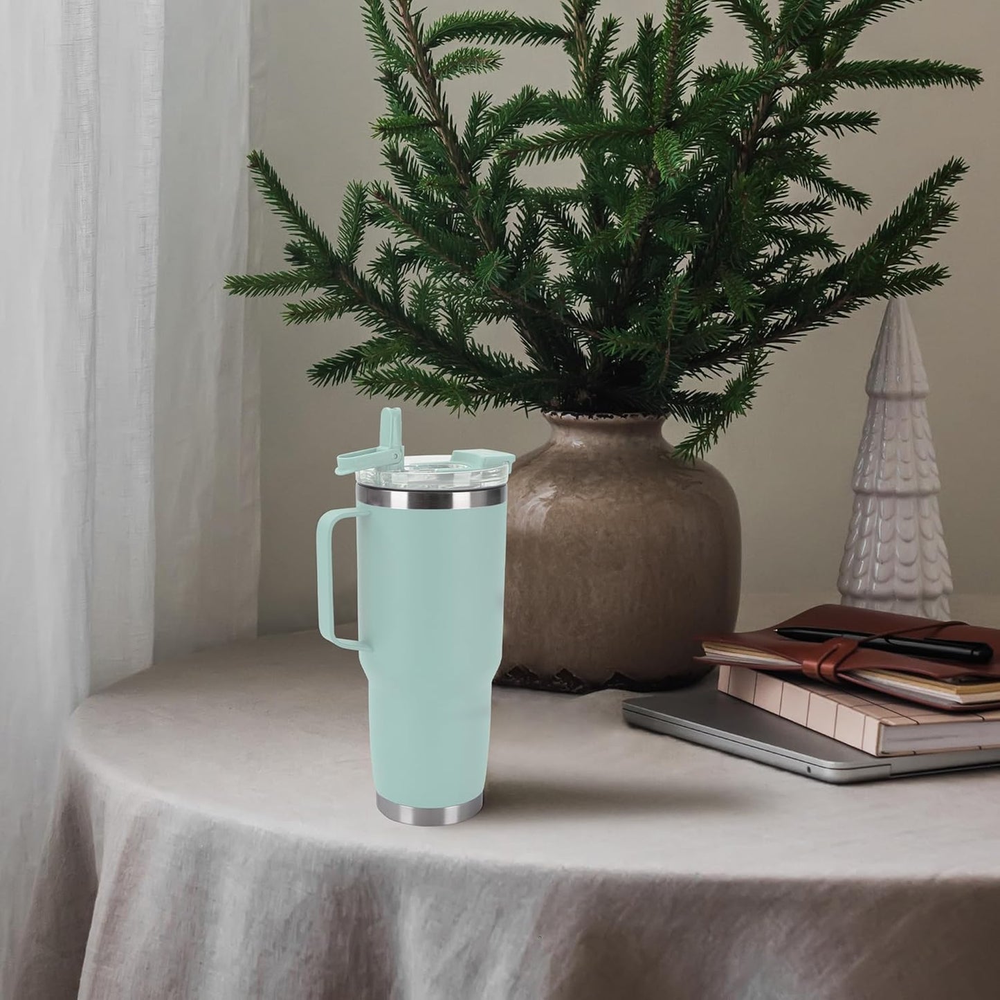 HASLE OUTFITTERS 30oz Tumbler Bulk with Handle, Insulated Travel Coffee Mug Set with Handle Leak-Proof Double Wall Stainless Steel Vacuum Tumblers Pack Metal Cup for Hot and Cold Drink