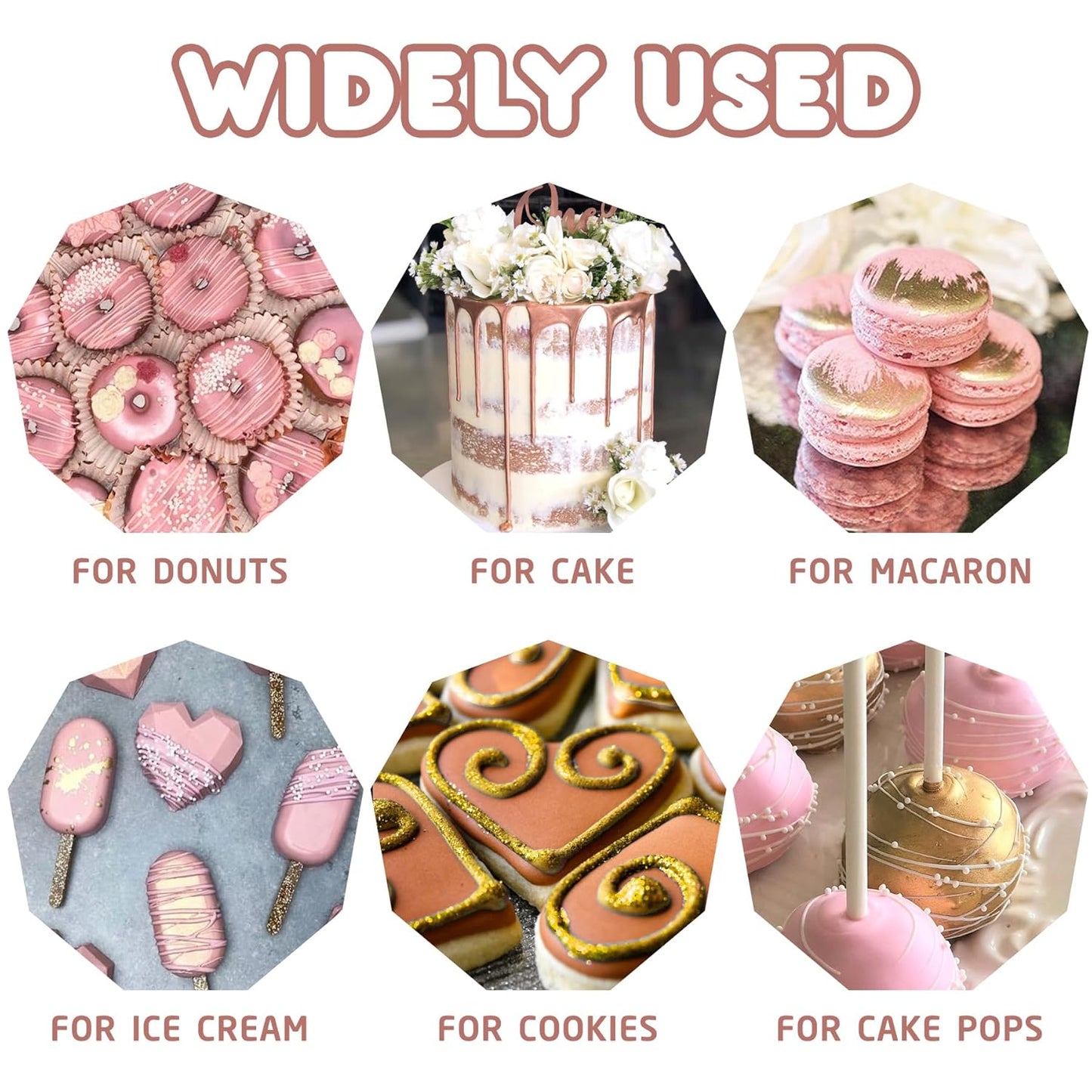 Edible Glitter Paint - 2 fl.oz Food Grade Metallic Glitter Cake Paint for Cake Decorating, Baking, Cupcakes - Shimmer Art Decorative Liquid Edible Paint Food Coloring for Fondant, Donuts (Gold)