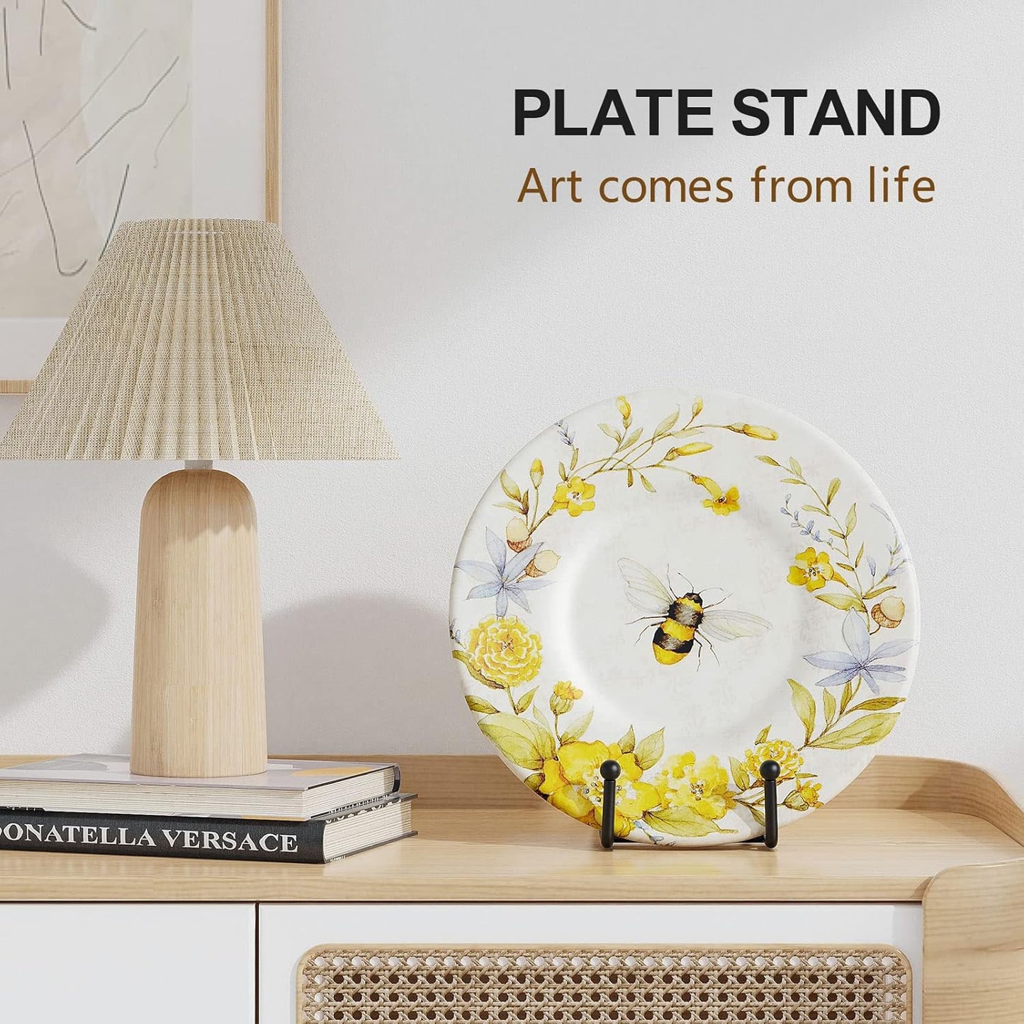 3 Pack 6 Inch Plate Stands for Display Picture - Vinyl Table Top Display, Decorative Metal Frame Holders for Book , Photo and Platter, Tabletop Art, Black 3 Packs