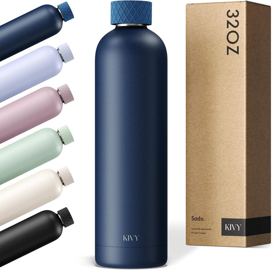 KIVY Insulated Water Bottle (Dark Blue, 33.8 Ounces)