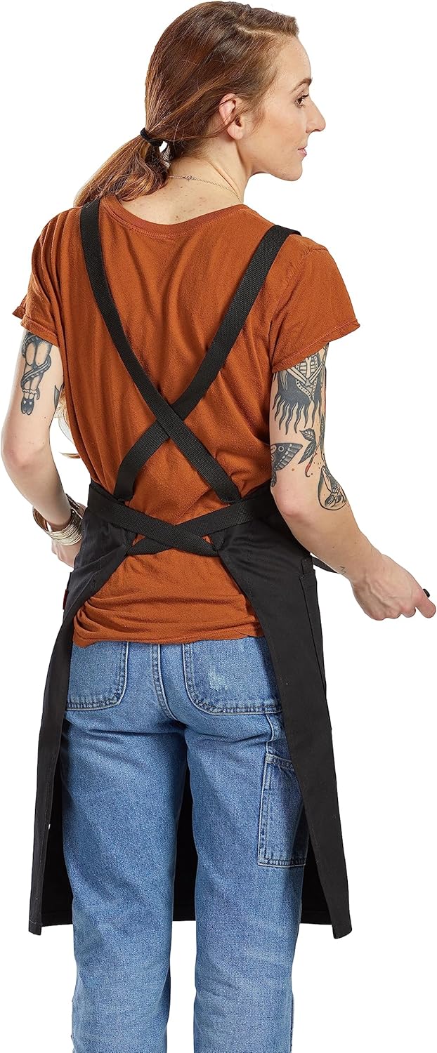 Caldo Crossback Kitchen Apron for Cooking (Black)