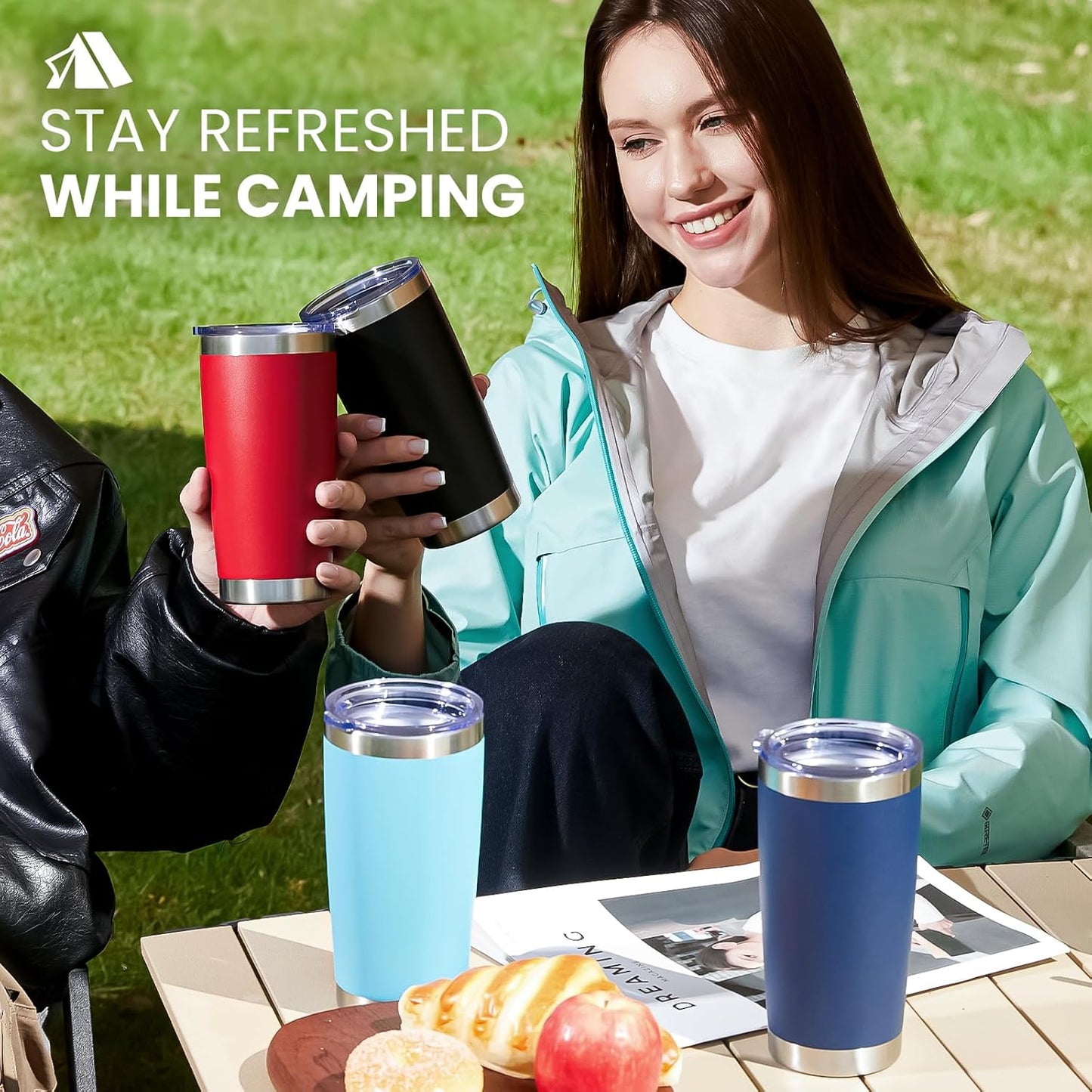 MEWAY 20oz Tumbler 12 Pack Double Wall Vacuum Insulated Travel Mug Bulk, Stainless Steel Tumblers with Lid and Straw, Durable Powder Coated Coffee Cups for Cold & Hot Drinks (White, 12)