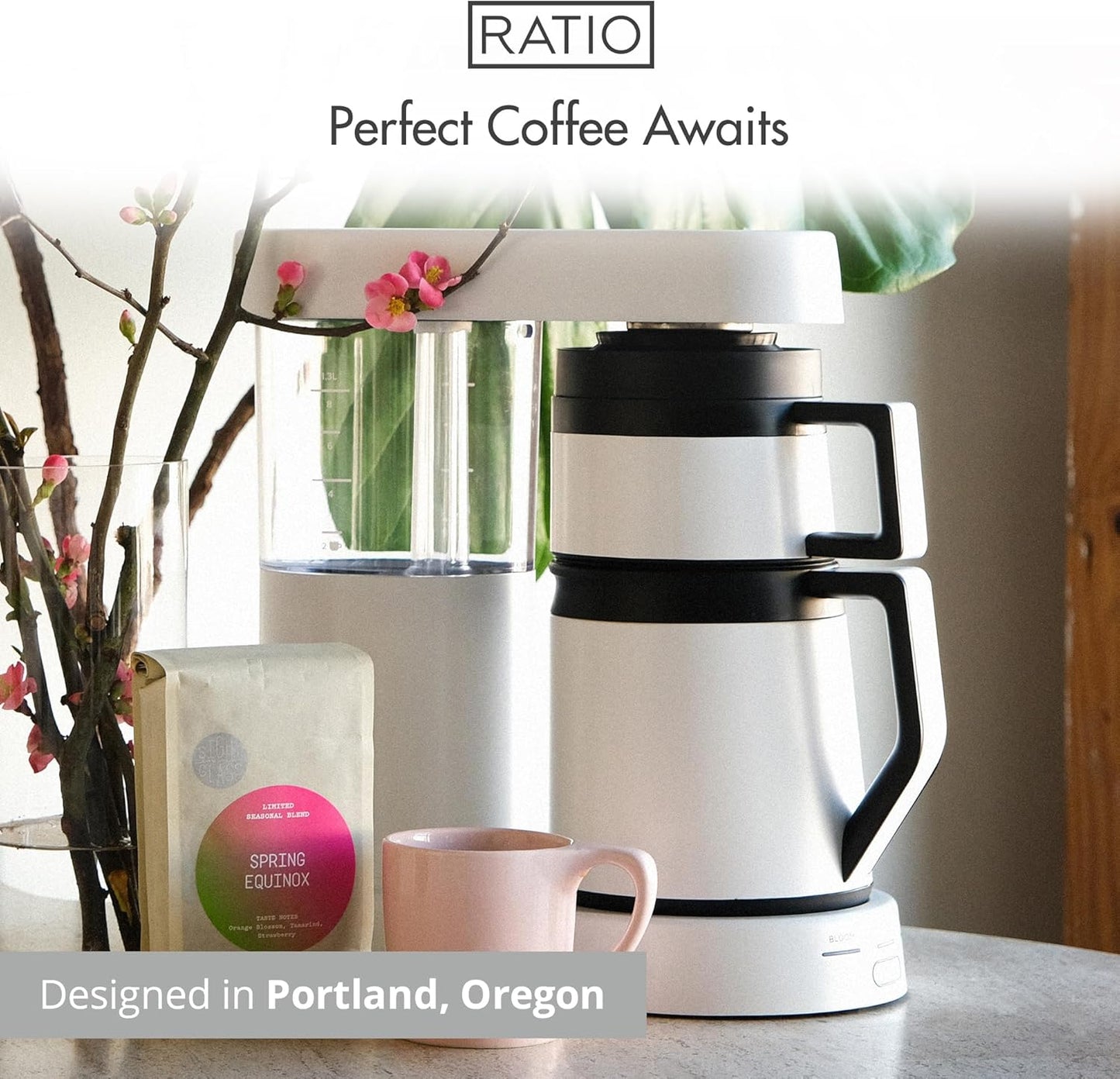 Ratio Six Series 2 Coffee Machine - Automatic Drip Coffee Maker - 1.25L/40oz - Brews 2-8 Cups - White