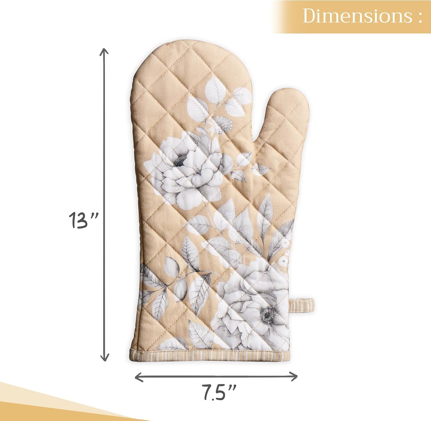 Maison d' Hermine Oven Gloves 100% Cotton Oven Mitt 7" x 13" with Loop Heat Resistant, BBQ, Cooking Gloves, Baking, Grilling, Kitchen, Handling Hot Pans (Pack of 1, Pretty Autumn)