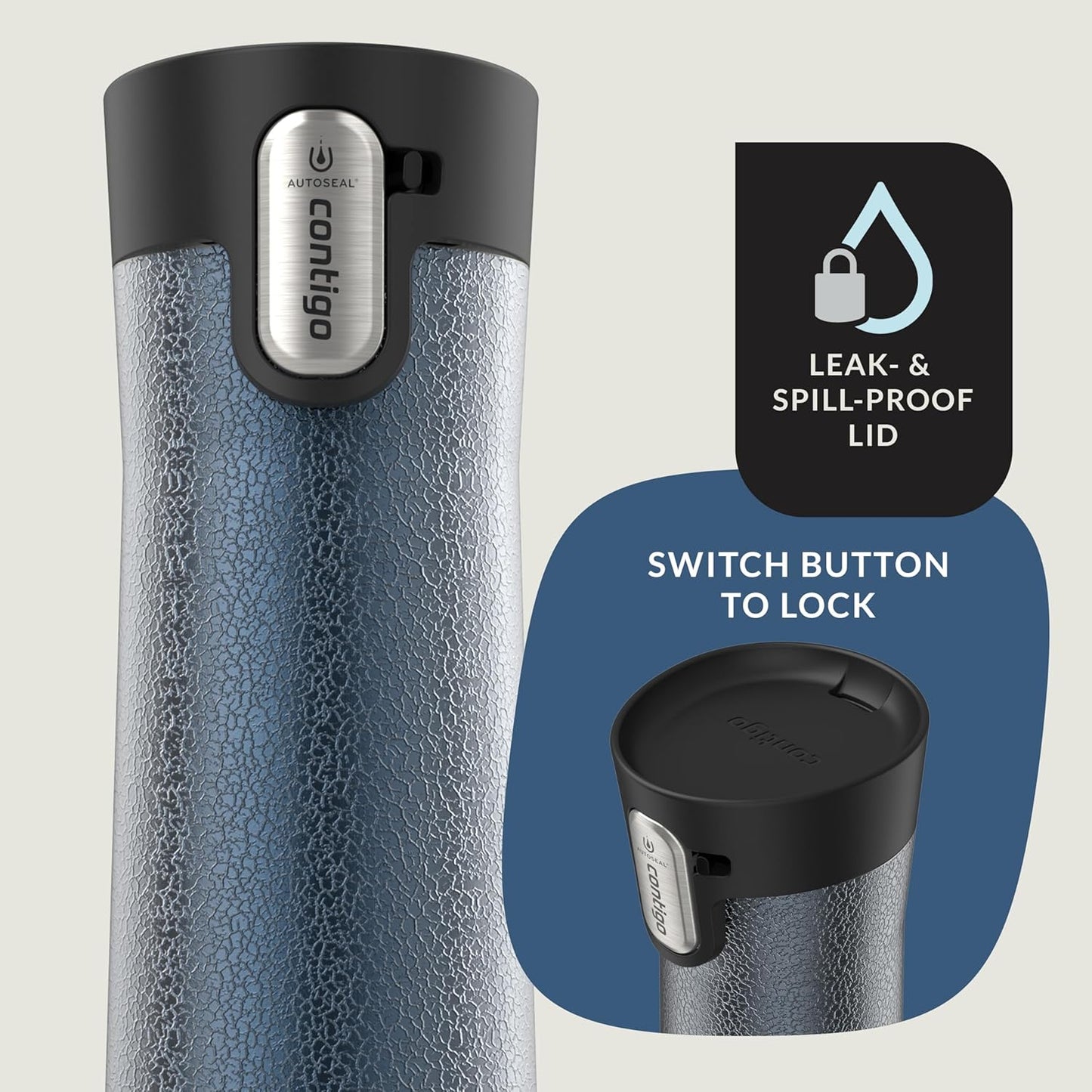 Contigo® AUTOSEAL® West Loop Vacuum-Insulated Stainless Steel Travel Mug with Easy-Clean Lid, 24 oz, Crystal Blueberry