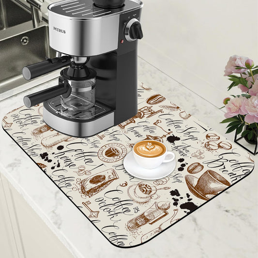 Dish Drying Mat - Absorbent Countertop Mat with Rubber Backing, Hide Stain, Dish Drainer Rack, 11.8 x 19.7 Inch