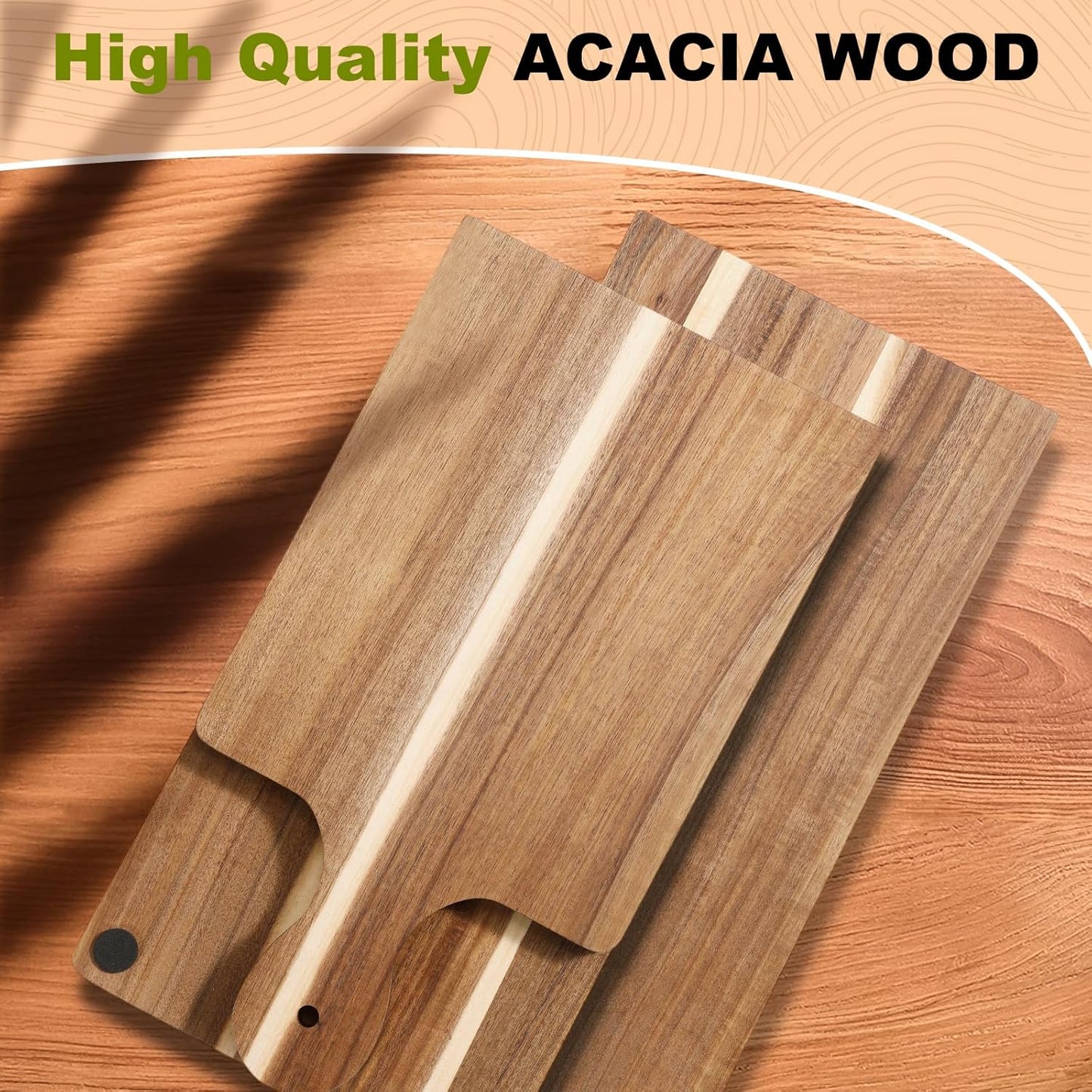 Large Acacia Charcuterie Board Wood Charcuterie Boards with Handles Foldable Travel Wooden Serving Cheese Boards for Party Food Appetizers Housewarming Gift Meat Party (23.6 x 8.7inch)
