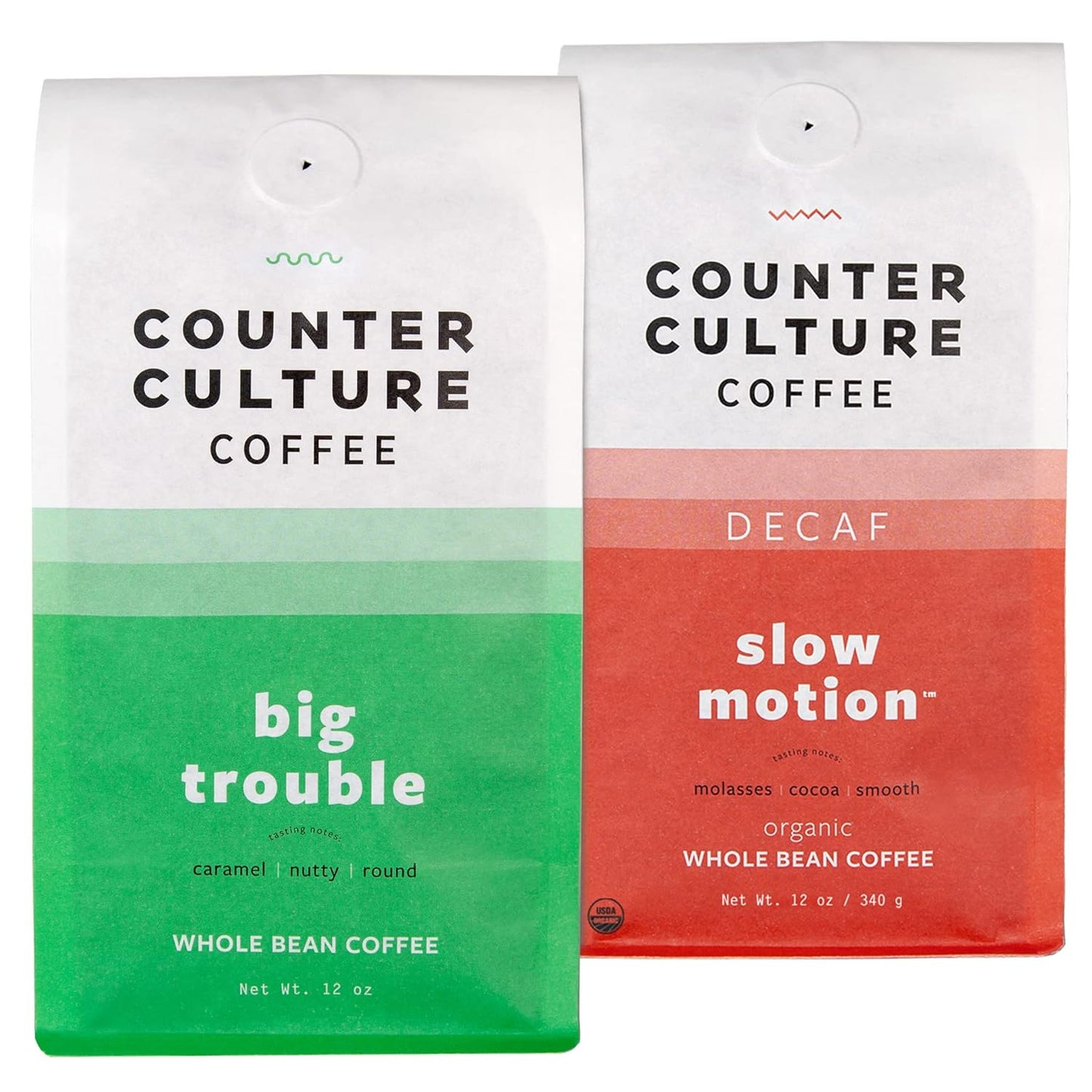 Counter Culture Coffee - Whole Bean Coffee - Multi-Pack - One 12oz Bag of Each (Big Trouble and Slow Motion)