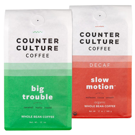 Counter Culture Coffee - Whole Bean Coffee - Multi-Pack - One 12oz Bag of Each (Big Trouble and Slow Motion)