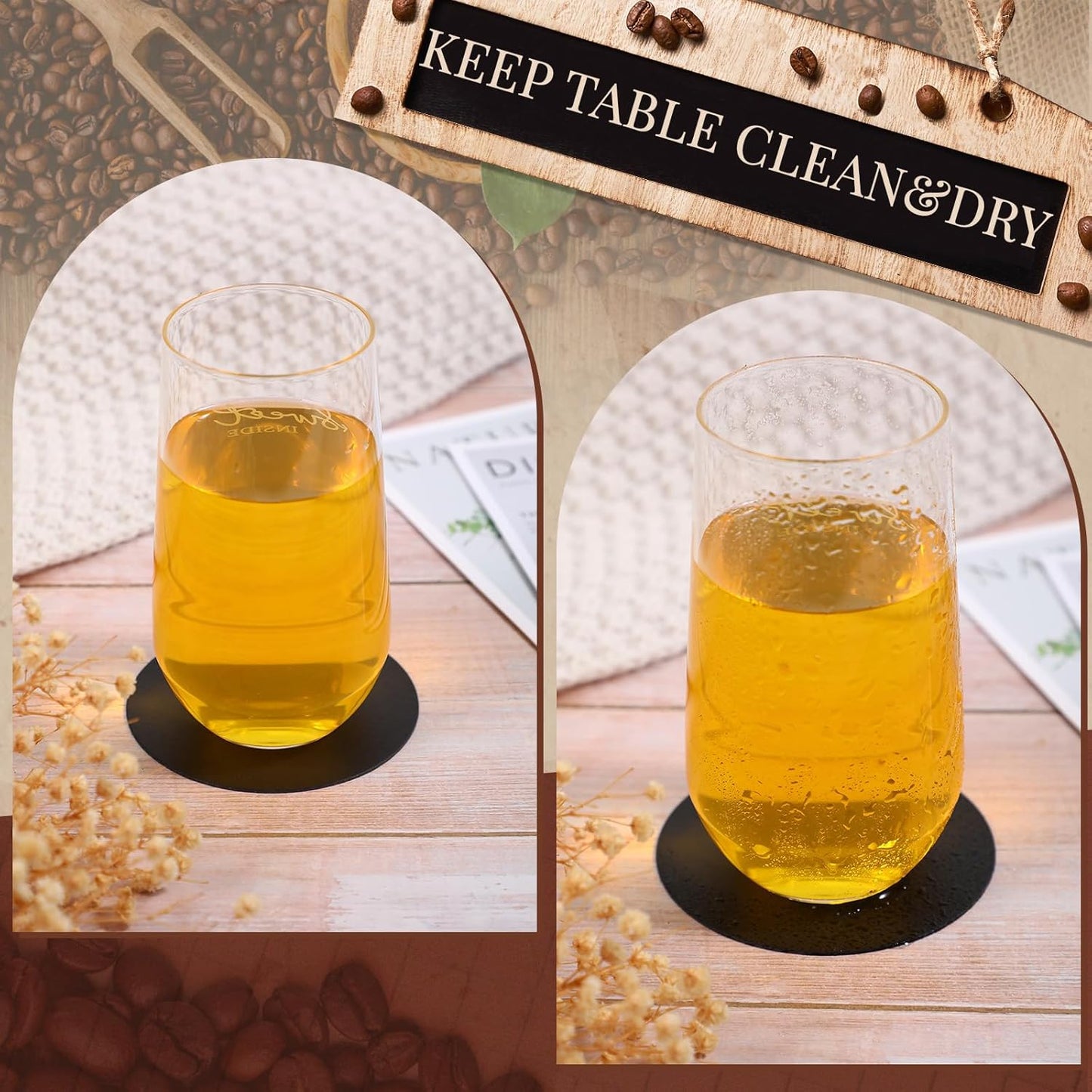 TaoBary 50 Pcs Disposable Paper Coasters Bulk 1MM, 4 Inch Round Cardboard Coasters Blank for Bar Drinks DIY Crafts Arts Wedding (Black)