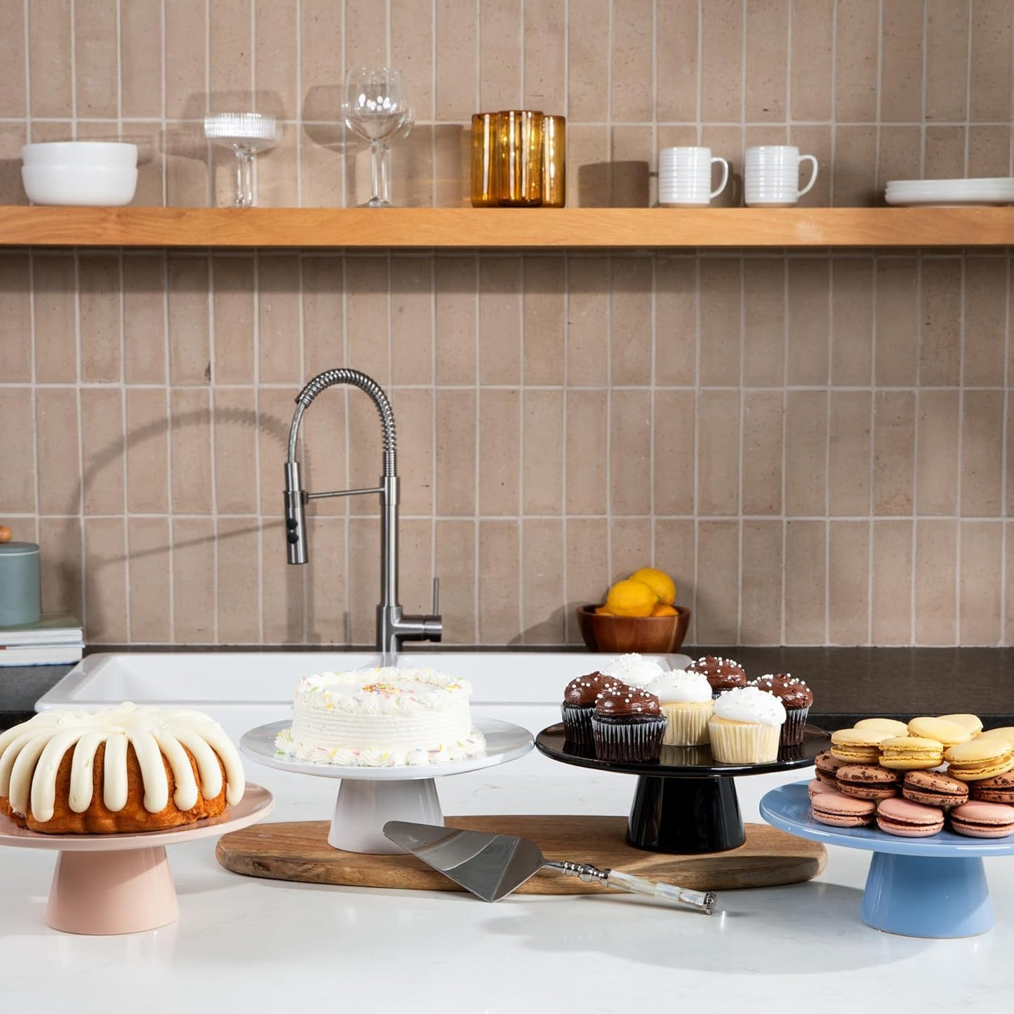 The Cake Stand -10" Ceramic Pedestal Cake Stand with Gloss Finish - Modern Display for Cakes, Cupcakes, Cookies & More - Perfect for Weddings, Birthdays & Baby Showers (Periwinkle)