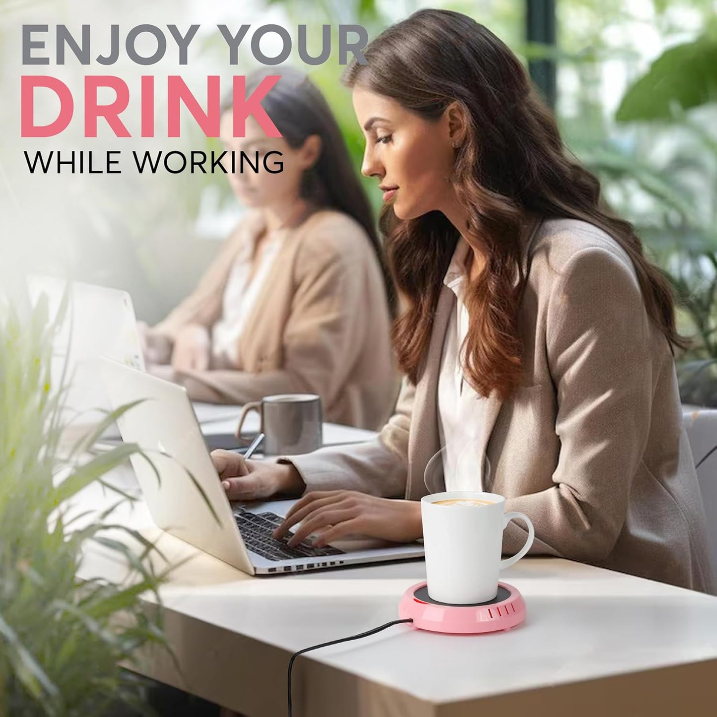 Large Candle Warmer Plate Safely Releases Scents Without a Flame - Used as Candle Jar Warmer, Coffee Warmer, Mug Warmer, Cup Warmer, Tea Warmer Desk in Your Home & Office, 1 Pack, Pink