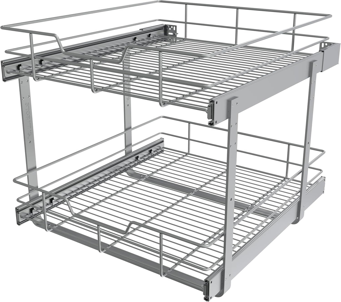 2 Tier Pull Out Cabinet Organizer 20" W X 22" D, Slide Out Drawers For Kitchen Cabinets, Pull Out Drawers For Cabinets Capacity Heavy Duty Caddy, Cabinet Pullout Shelves Chrome-Plated,Bathroom Pantry