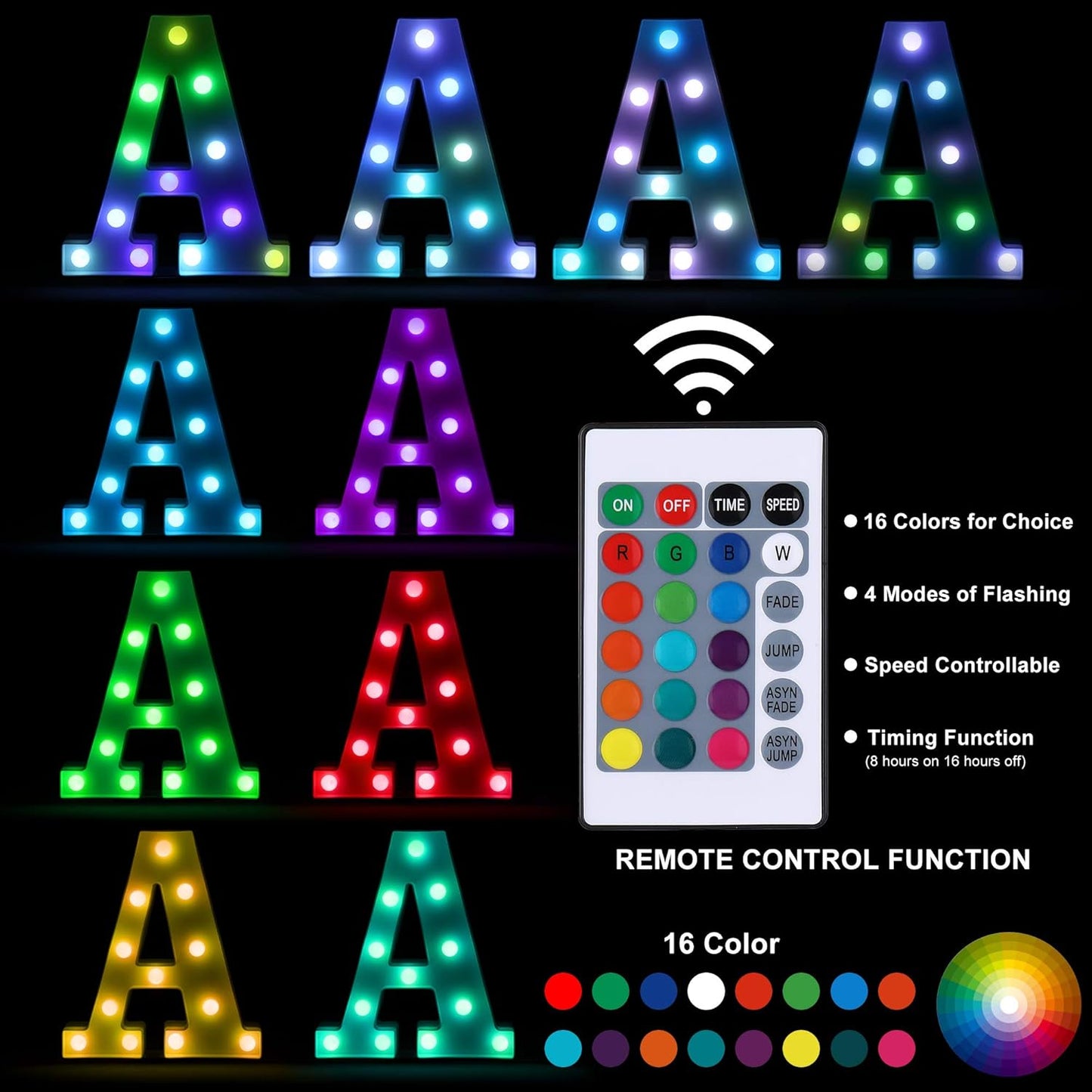 Foaky Colorful LED Number Lights with Remote, Marquee Light Up Number Sign for Night Light Wedding/Birthday Party Battery Powered Christmas Lamp Home Bar Decoration (6)