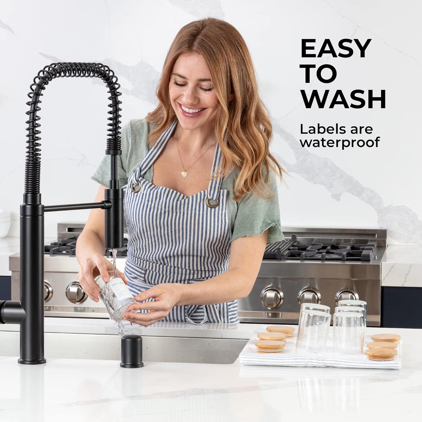 Empty Spice Jars with Label Pack (12x Bamboo Lid Glass Jar). Small 6oz Spice Storage Bottles with 112 Printed Stickers and 48 Writable Pantry Labels for Seasoning Containers