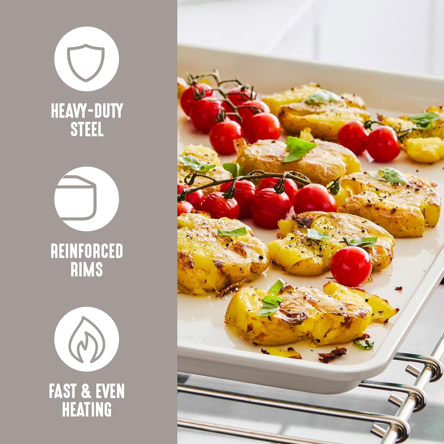 GreenLife Bakeware 18” x 13” Half Cookie Sheet Baking Pan, Non-Toxic PFAS-Free Healthy Ceramic Nonstick, Oven Safe to 450°F, Easy Release, Even Heating, Easy Clean, Taupe