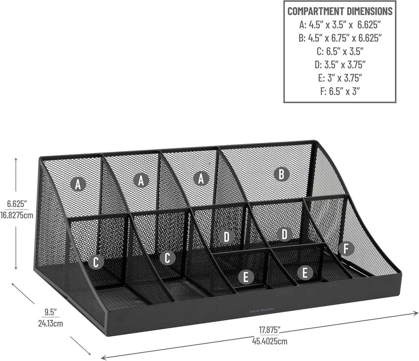 Mind Reader Countertop Organizer, 2-Tier Office Breakroom Supply Caddy, Metal Mesh, Black
