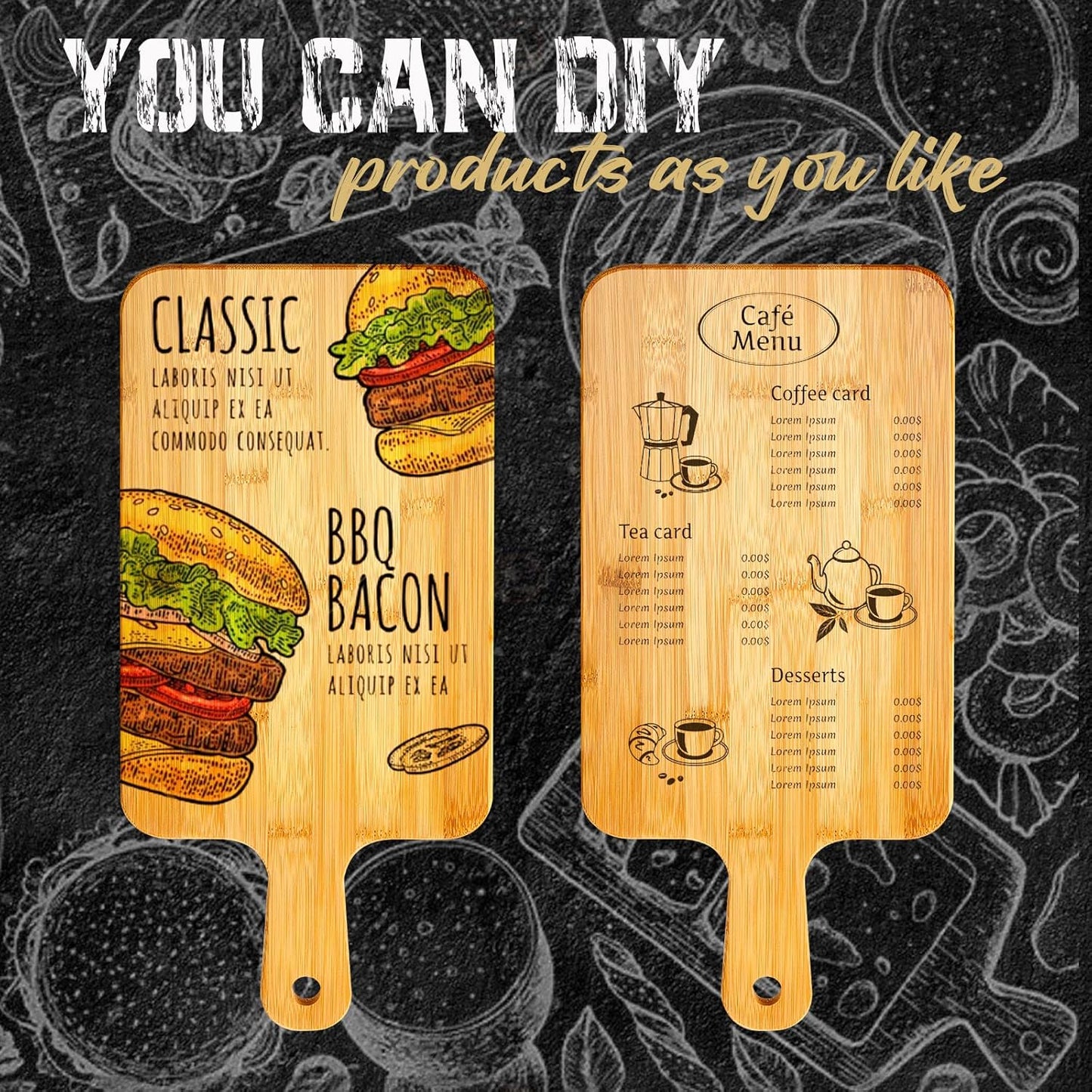 Nuenen 40 Pcs Wood Cutting Board with Handle 15.7 x 7.8 Inch Acacia Bamboo Wooden Serving Kitchen Chopping Boards for Pizza, Bread, Cheese, Charcuterie, Fruit, Vegetables (Bamboo)