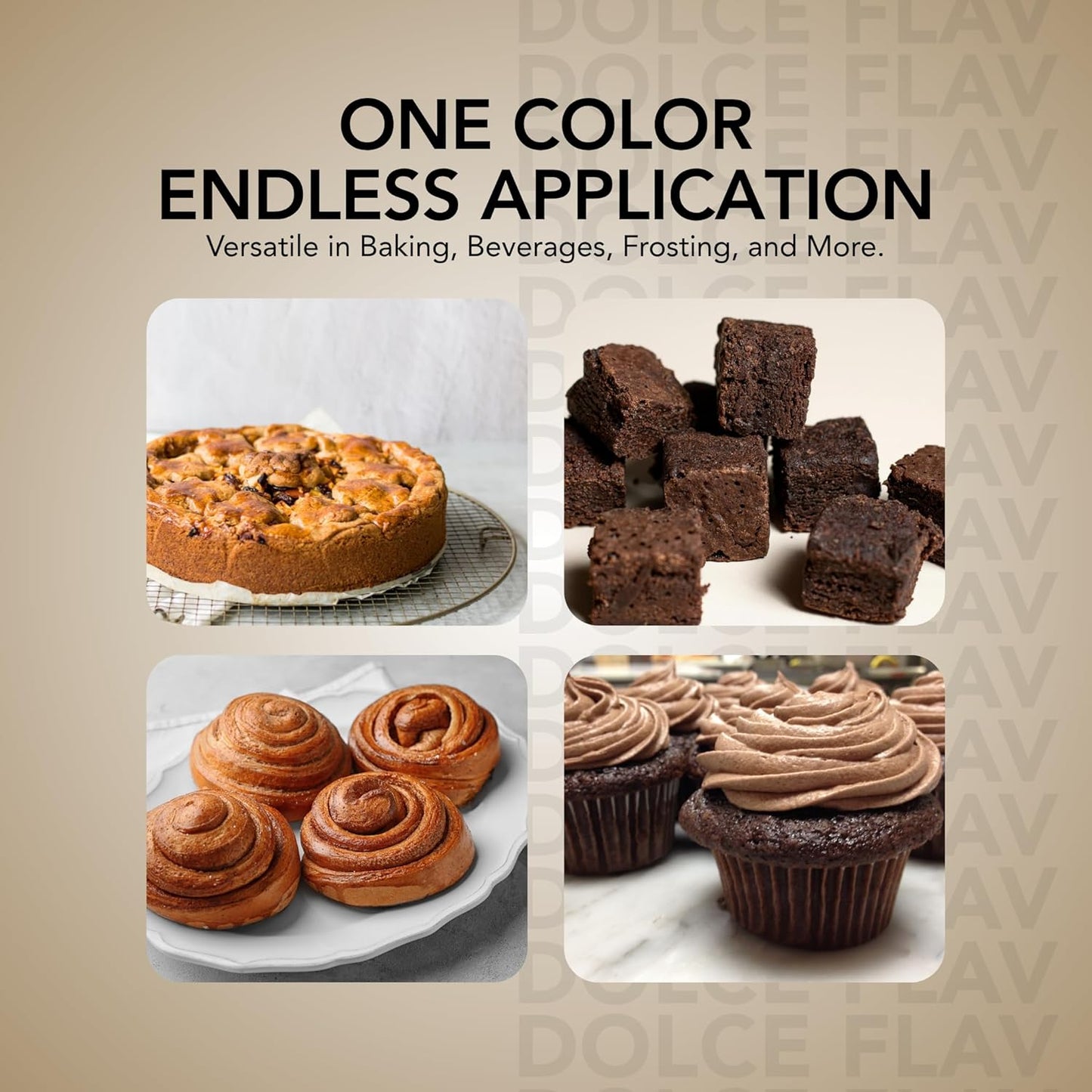 Dolce Flav Natural Brown Food Coloring – 2 oz Liquid Color from Class IV Caramel with Graduated Dropper | Water-Soluble | For Baking, Beverages & Sauces | Kosher | Made in USA