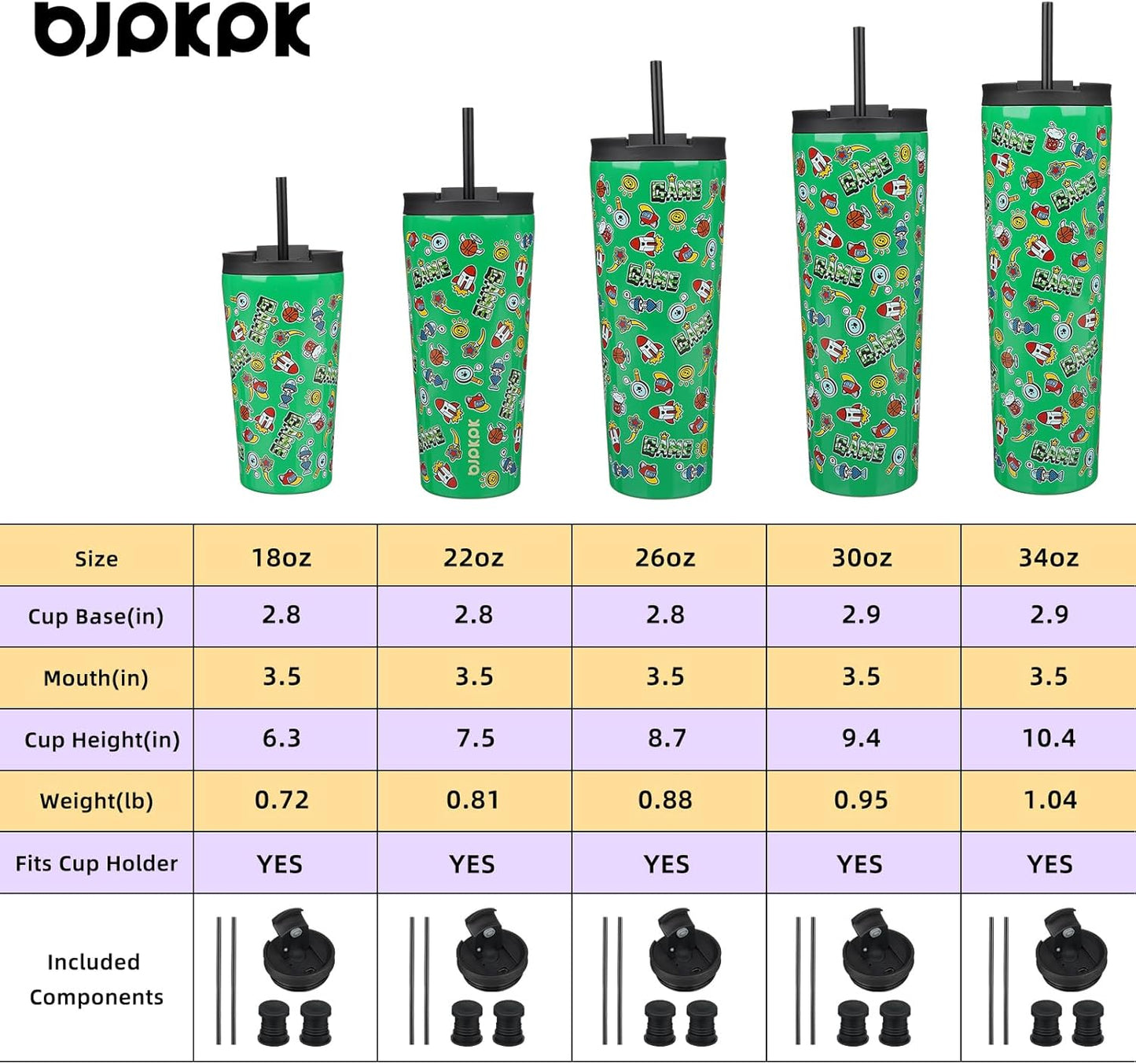 BJPKPK 18oz Stainless Steel Insulated Tumbler With lid And Straw Travel Coffee Thermal Tumblers Cup For Women And Men,Game