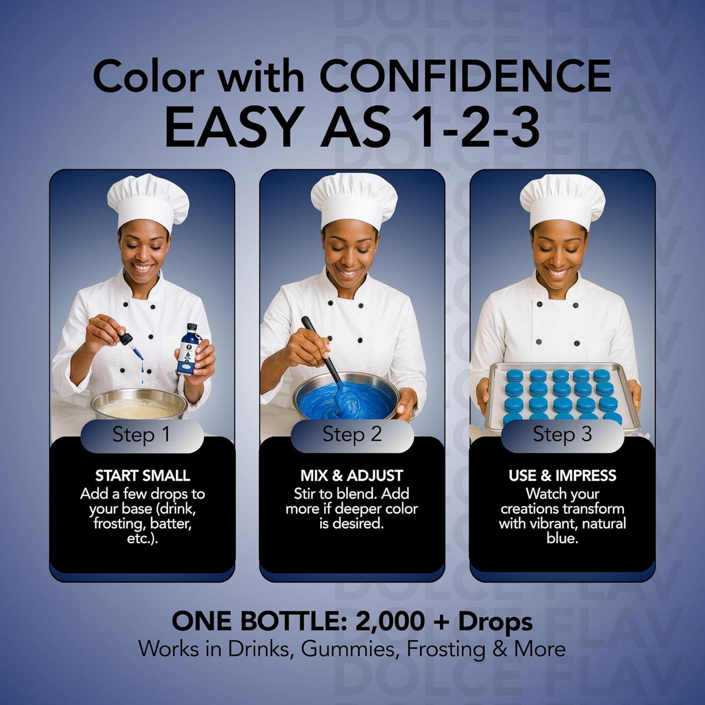 Dolce Flav Natural Blue Food Coloring – 2 oz Vibrant Plant-Based Color from Spirulina | Water-Soluble Liquid Dye for Baking, Drinks & Frostings | Graduated Dropper Included | No Artificial Dyes | Kosher | Made in USA