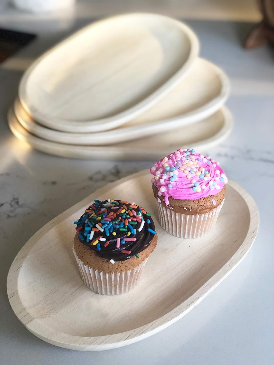 Woodard & Charles Set of 4 Personal Serving Trays – Perfect for Charcuterie, Breakfast Baked Goods, Sushi, Crudites