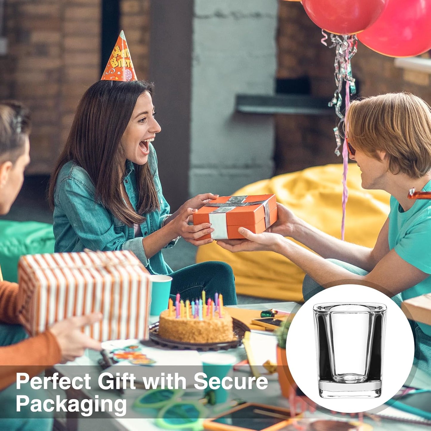 Ruckae 12 Pack 2 OZ Shot Glasses Set with Pallets Heavy Base Clear Square Shot Glasses Bulk for Vodka Tequila Whiskey Liquor