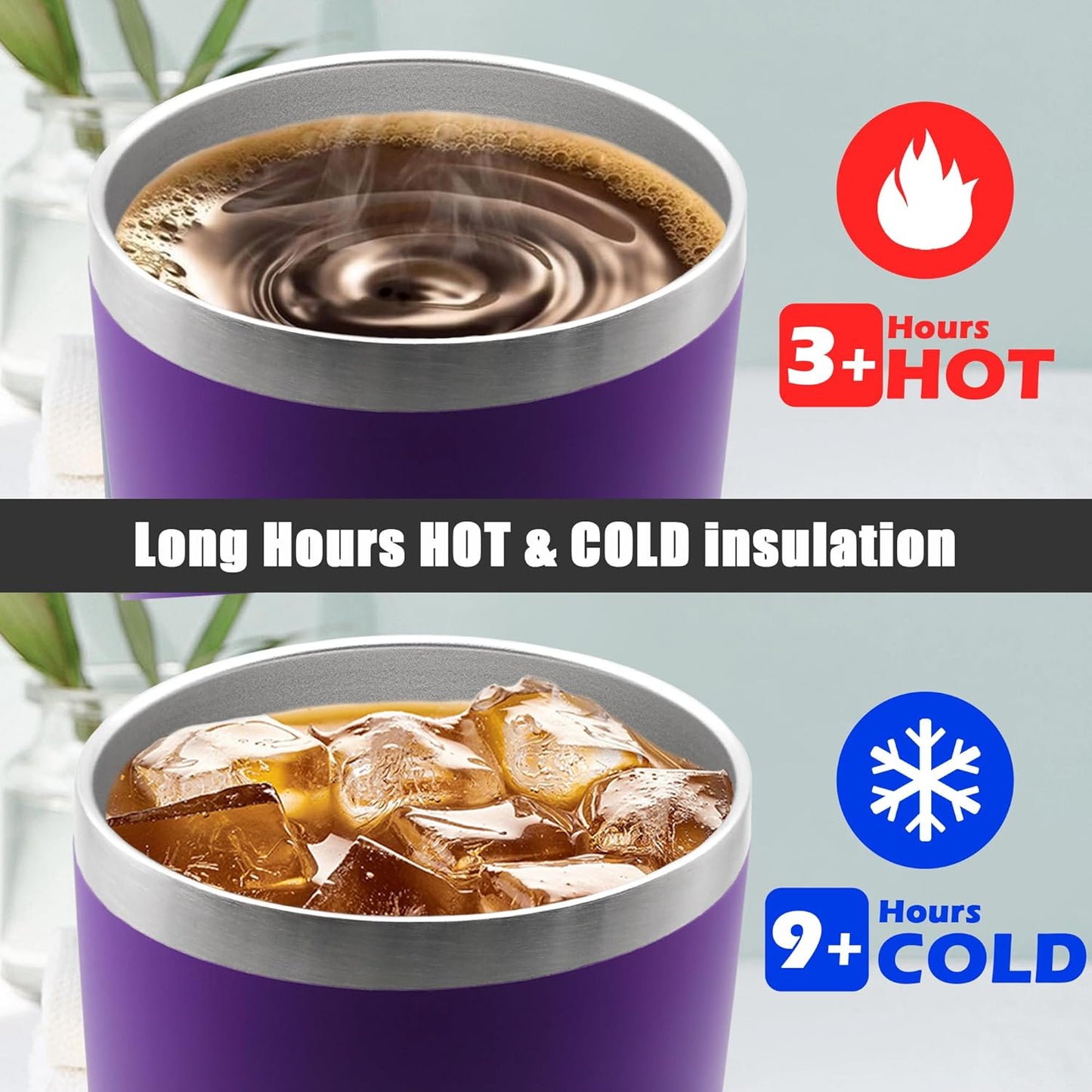 20 oz Tumbler Coffee Tavel Tumblers Bulk with Lid Stainless Steel Double Wall Vacuum Insulated Mug Powder Coated Cups fit Car Cupholder for Hot and Cold - Purple, 4Pack