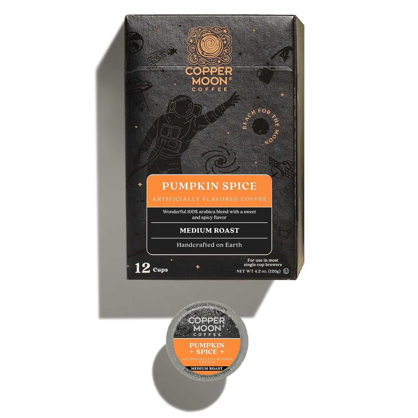 Copper Moon Single Serve Coffee Pods for Keurig K-Cup Brewers, Medium Roast, Pumpkin Spice Blend, 12 Count