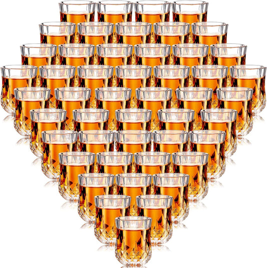 Meanplan 1.7oz Mini Shot Glasses Set Tasting Glasses Heavy Base Clear Shot cup Cute Cordial Mini Wine cups for Serving Whiskey, Wine, Juice(48 Pcs)
