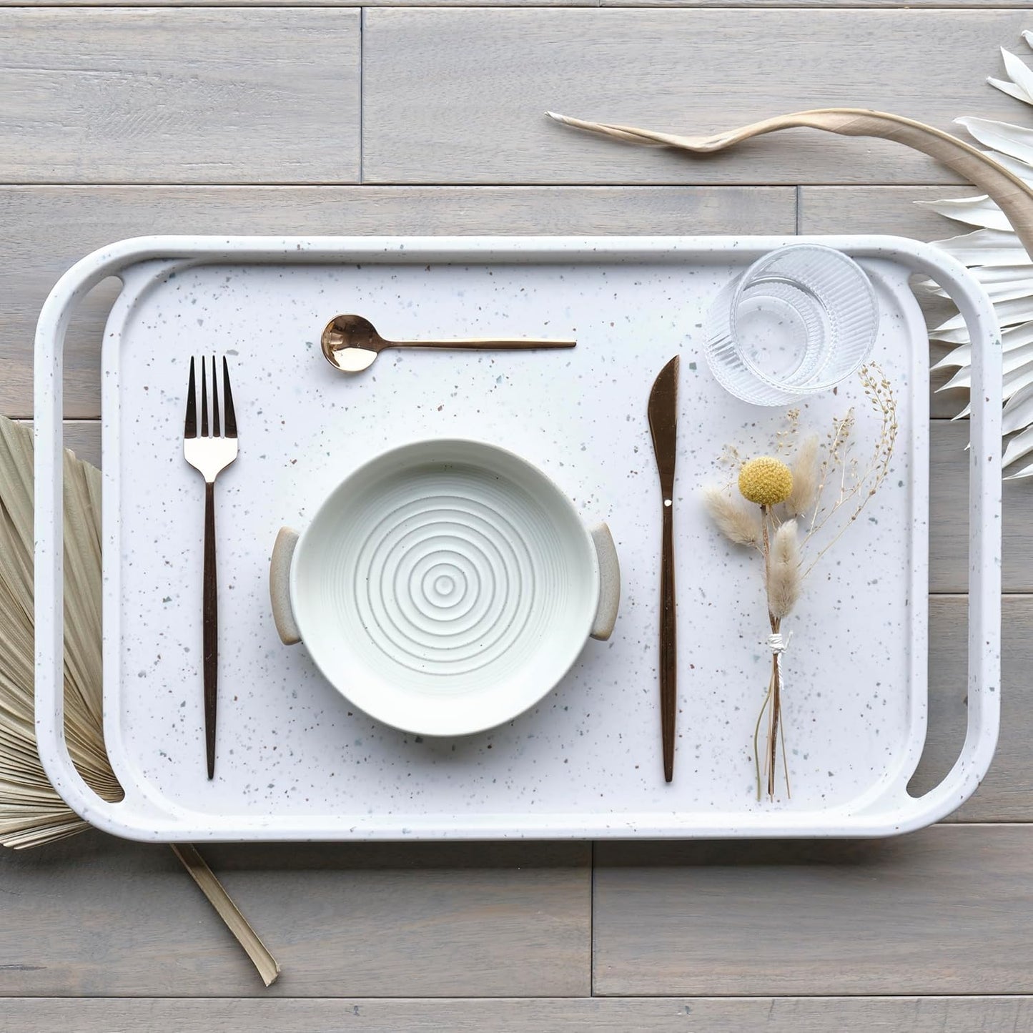 LINE+ARC Waterproof, Easy-to-Clean, 18"x12" Serving Tray Extra Large Handles (Mauve) 100% Food-Grade Melamine for Breakfast, Dinner, Bed, Tea, Crafts, Decorative, TV, Couch, Outdoor, Patio