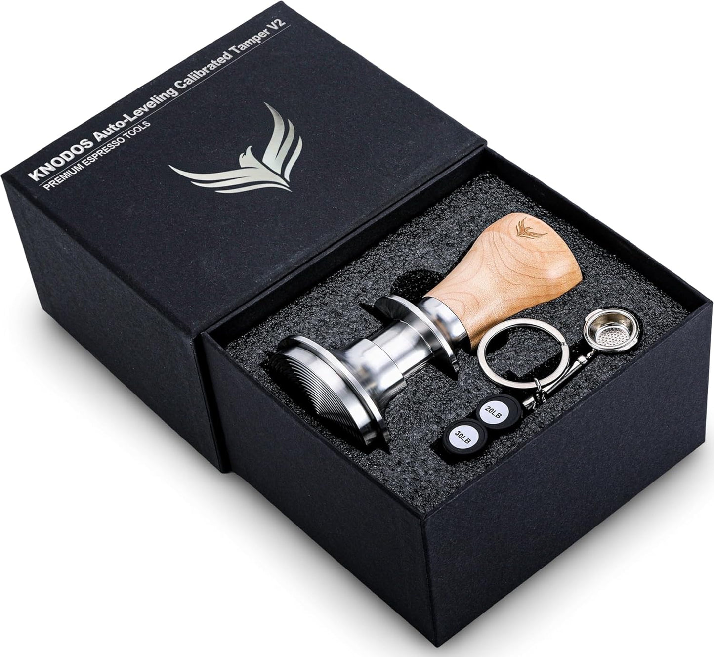 58 mm Tamper Auto-Leveling and Calibrated Spring Loaded Design Stainless Steel Ripple Base 58mm Espresso Tamper Tool with 20lb / 25lb / 30lbs Replacement Springs