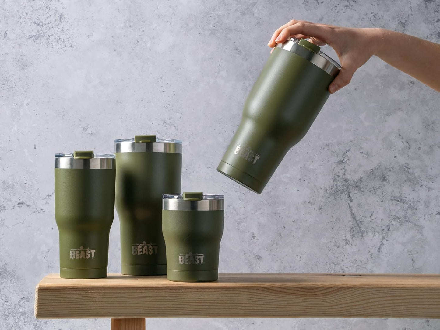 Beast 40 oz Tumbler Stainless Steel Vacuum Insulated Coffee Ice Cup Double Wall Travel Flask (Army Green)