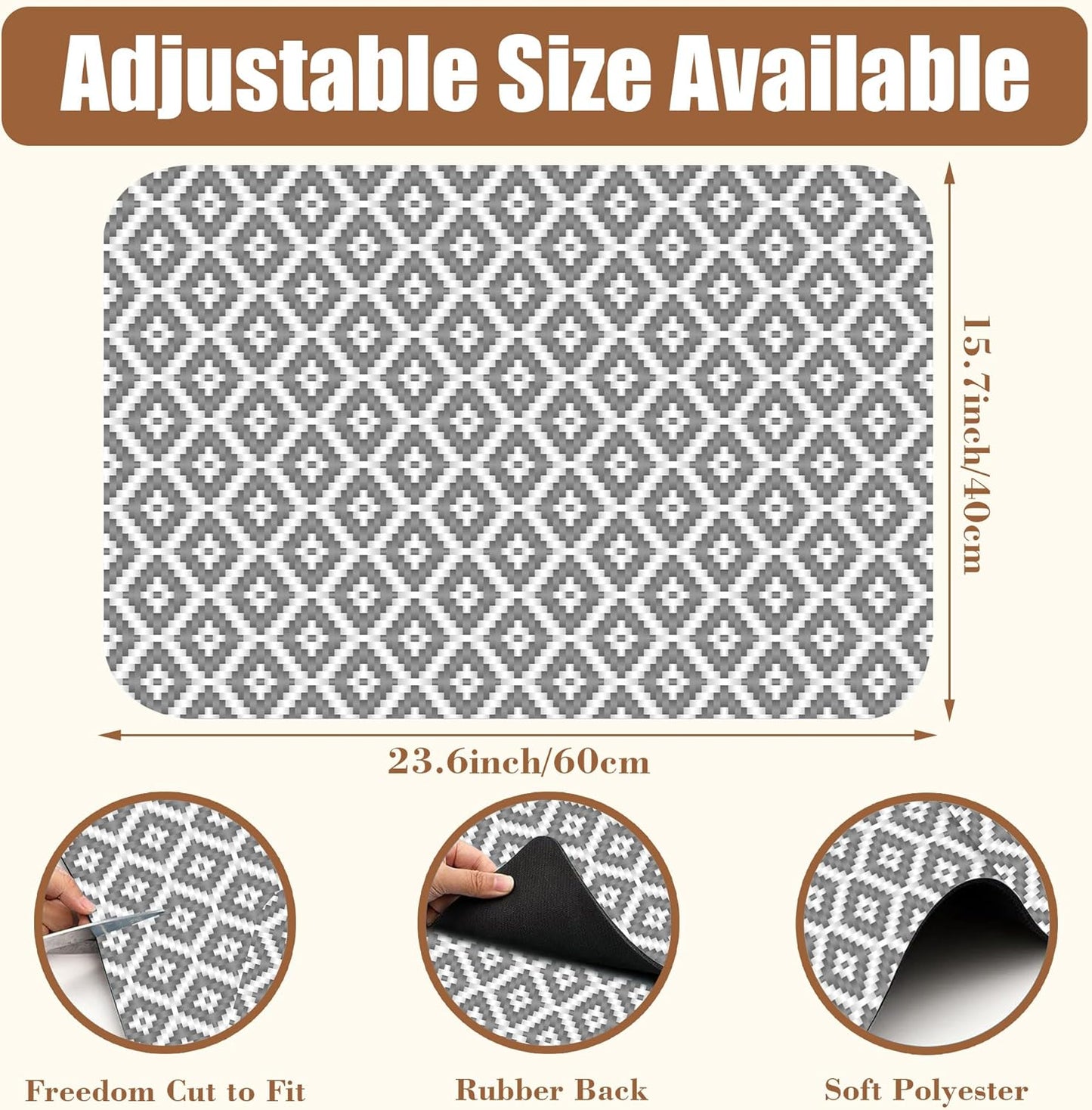 Ethnic Geometric Dish Drying Mat for Kitchen Counter Coffee Bar Mat Hide Stain Absorbent Rubber Backed Dish Drainer Rack Pad Coffee Maker Espresso Machine Table Accessories 15.7 x 23.6 Inch